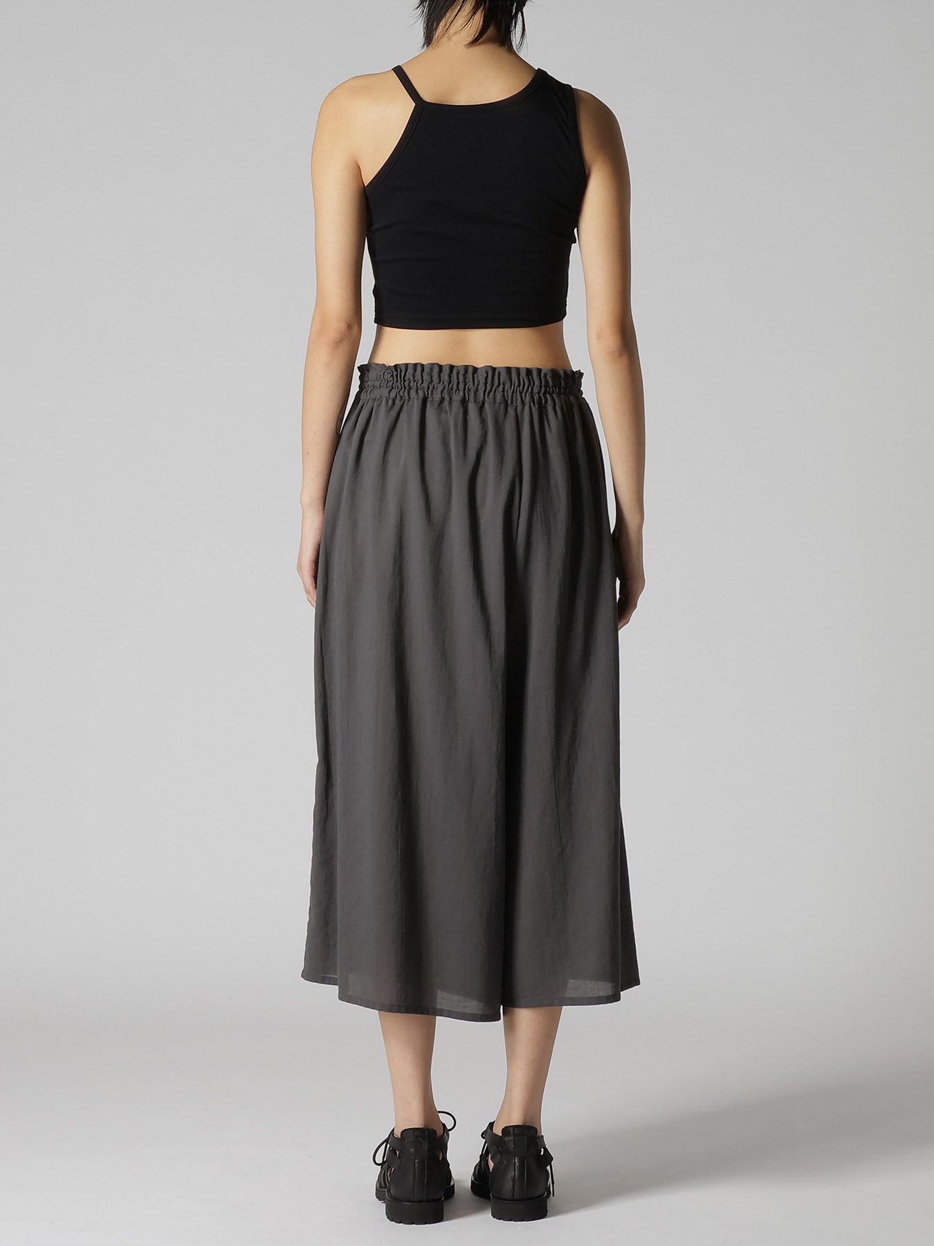 COTTON VOILE VIYELLA ASYMMETRIC GATHERED PANTS
