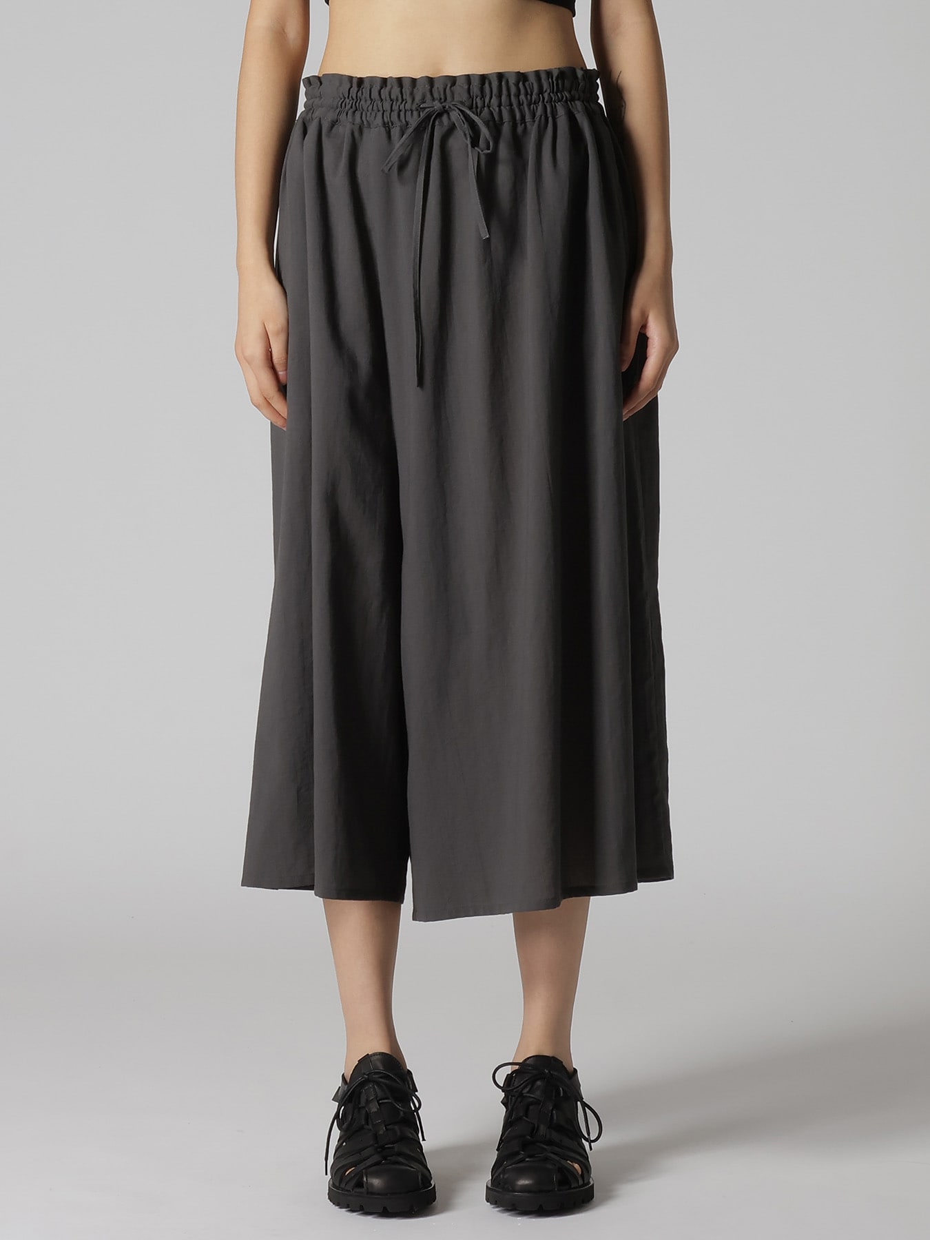 COTTON VOILE VIYELLA ASYMMETRIC GATHERED PANTS