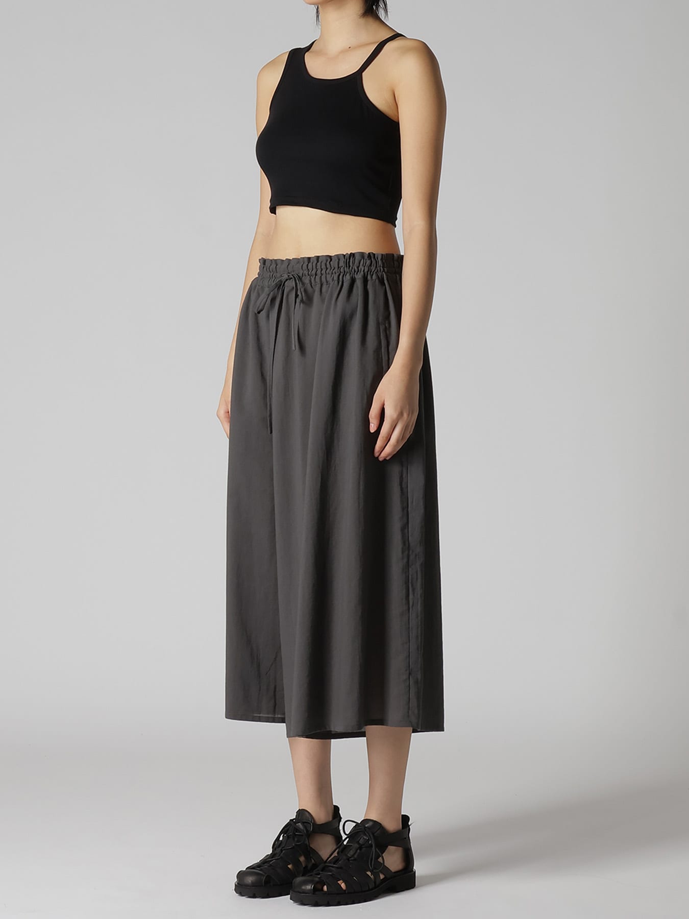 COTTON VOILE VIYELLA ASYMMETRIC GATHERED PANTS