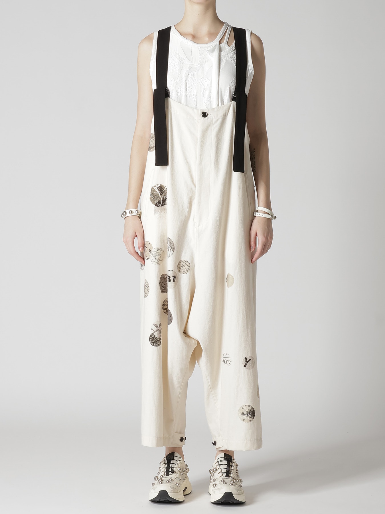 6OZ DENIM ANGEL DOT PRINT OVERALLS