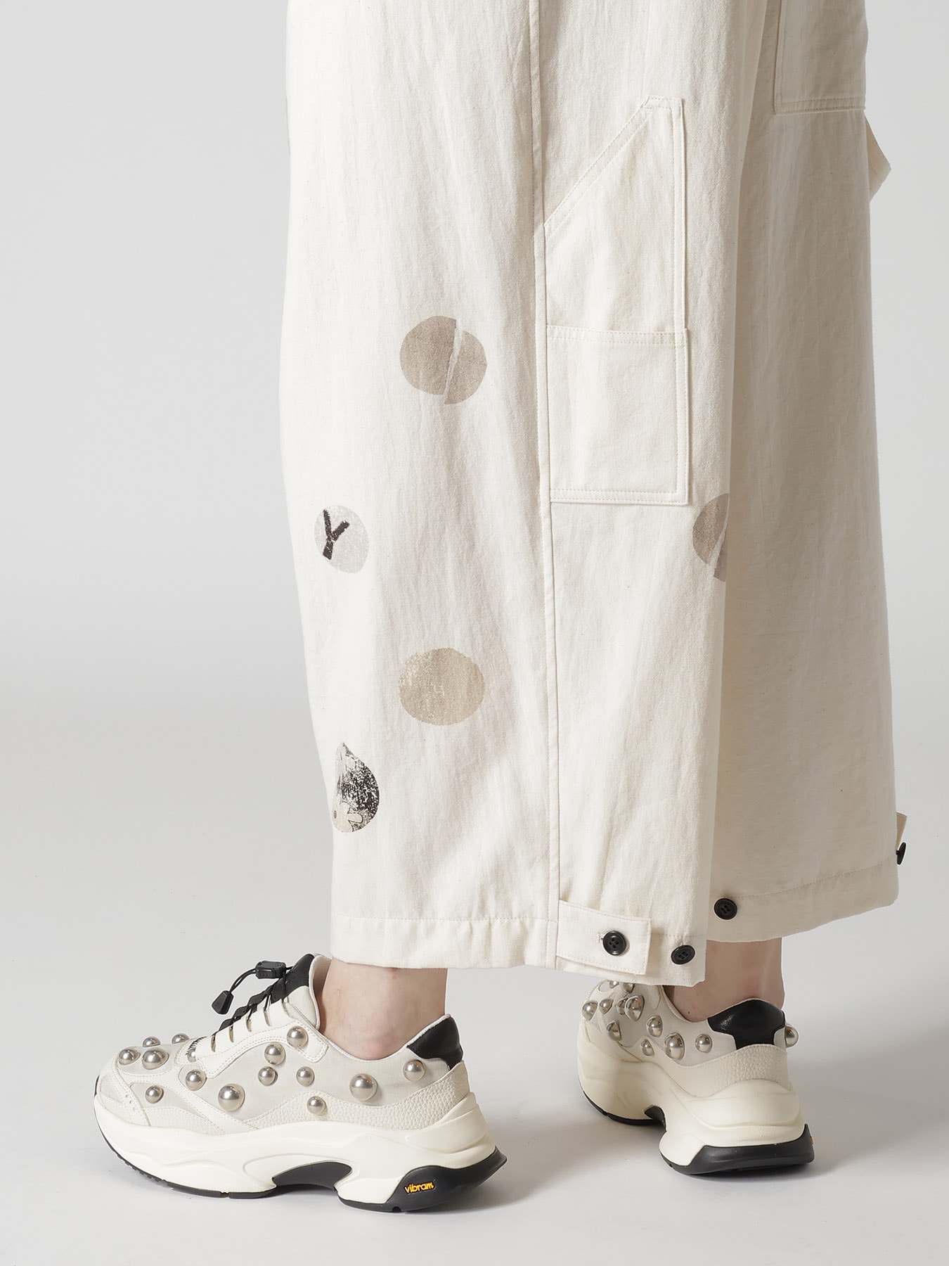 6OZ DENIM ANGEL DOT PRINT OVERALLS