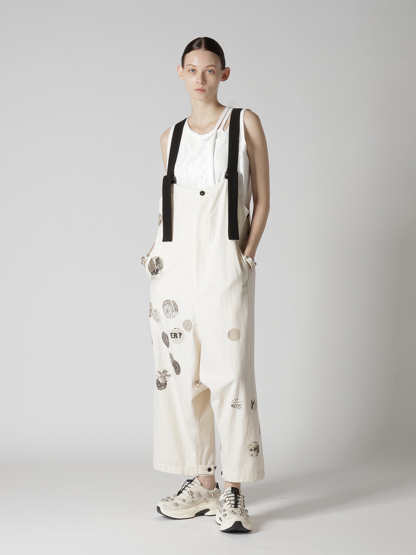 6OZ DENIM ANGEL DOT PRINT OVERALLS