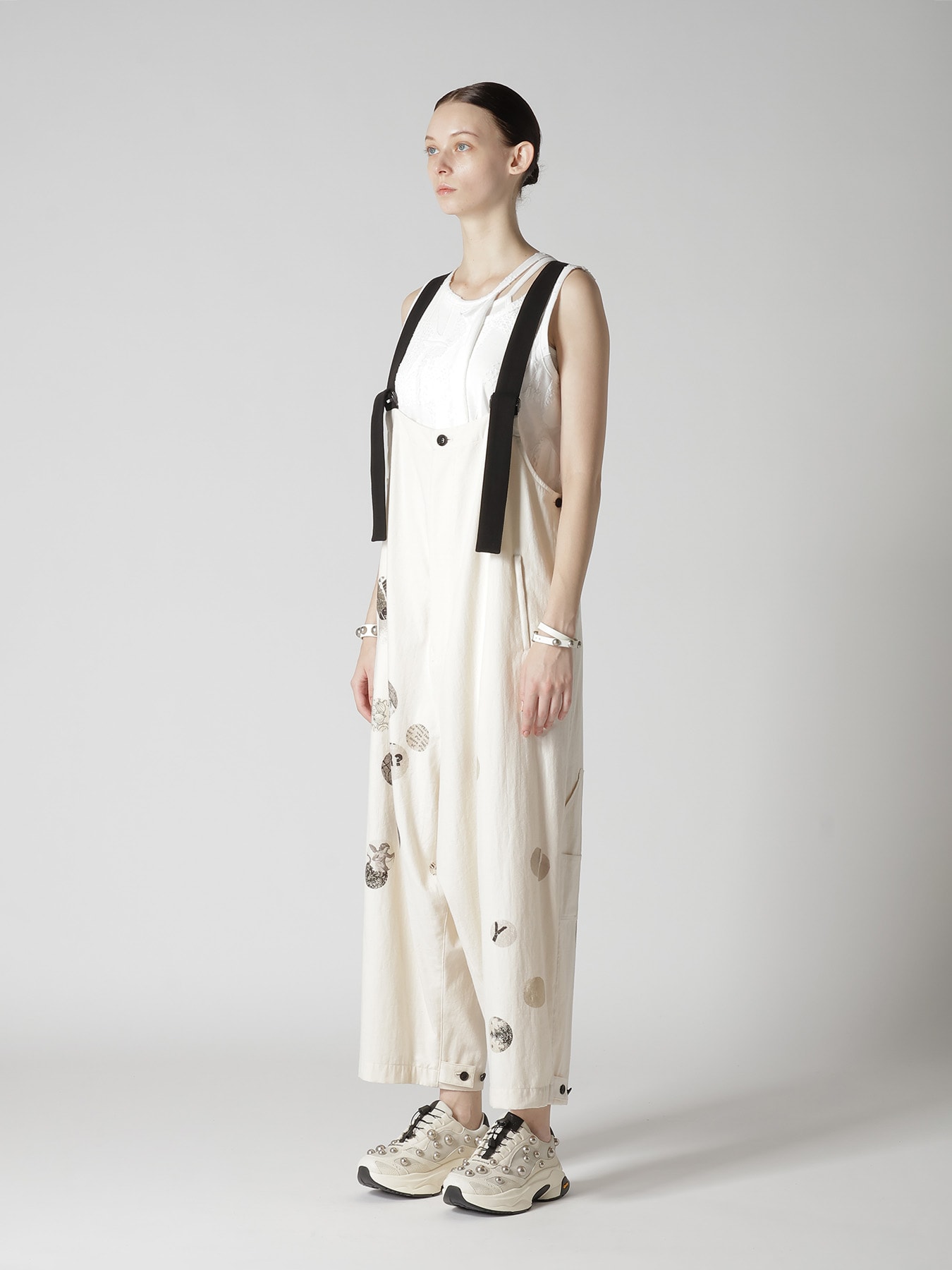 6OZ DENIM ANGEL DOT PRINT OVERALLS