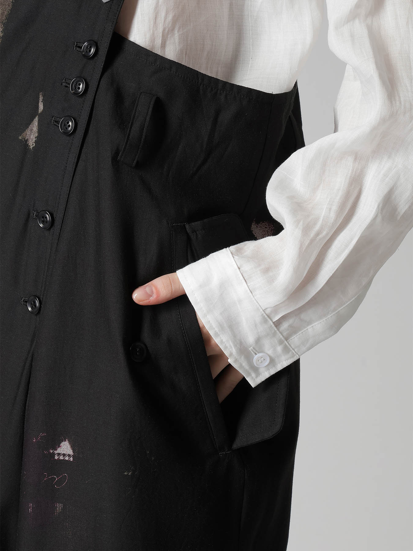 DIAMOND PATTERN CUPRO DUNGAREE PANTS