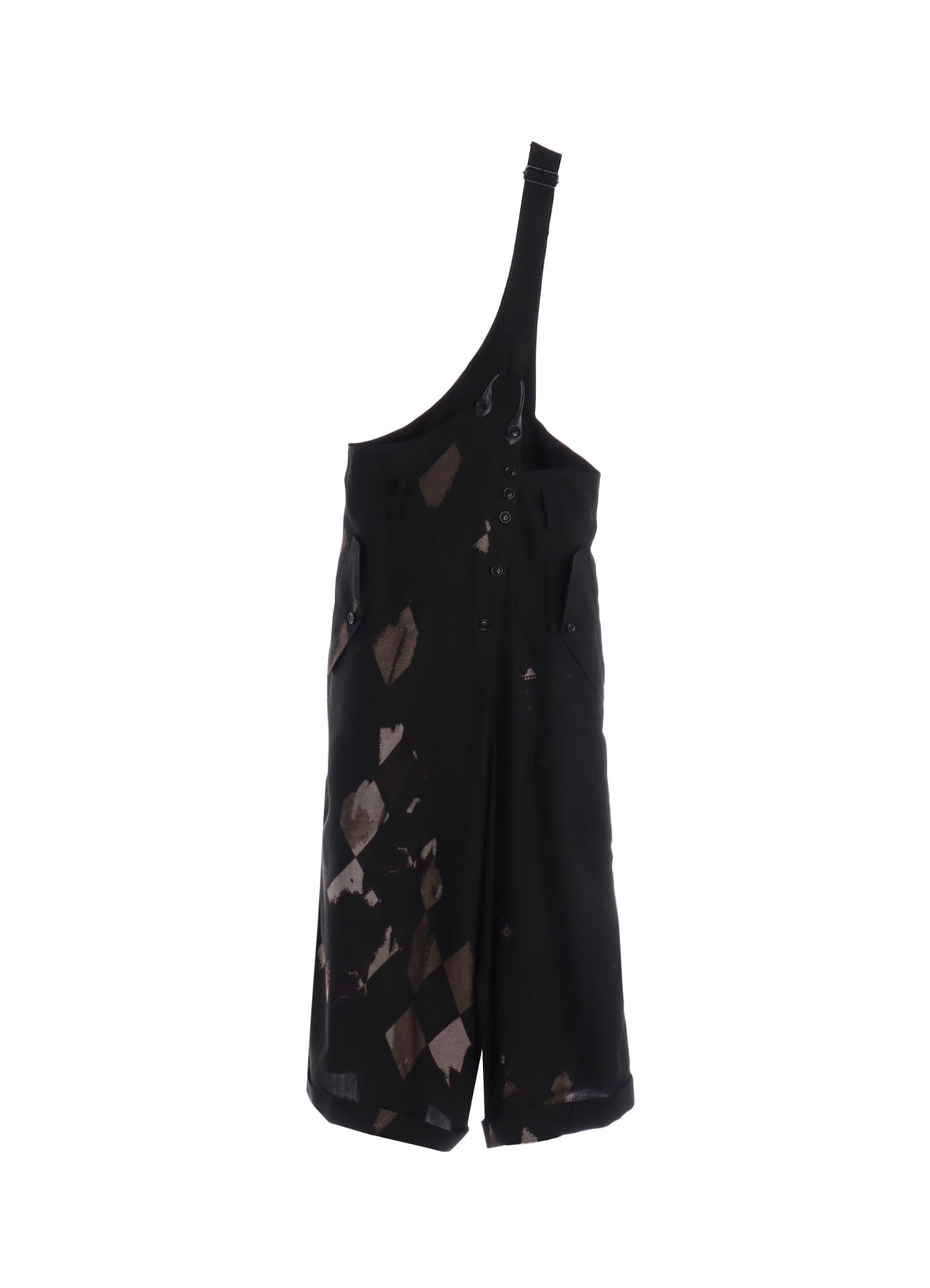 DIAMOND PATTERN CUPRO DUNGAREE PANTS