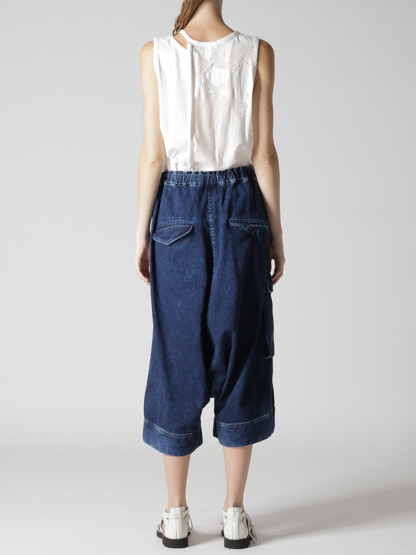 8OZ DENIM CHEMICAL WASH HEM CUFFS SAROUEL PANTS