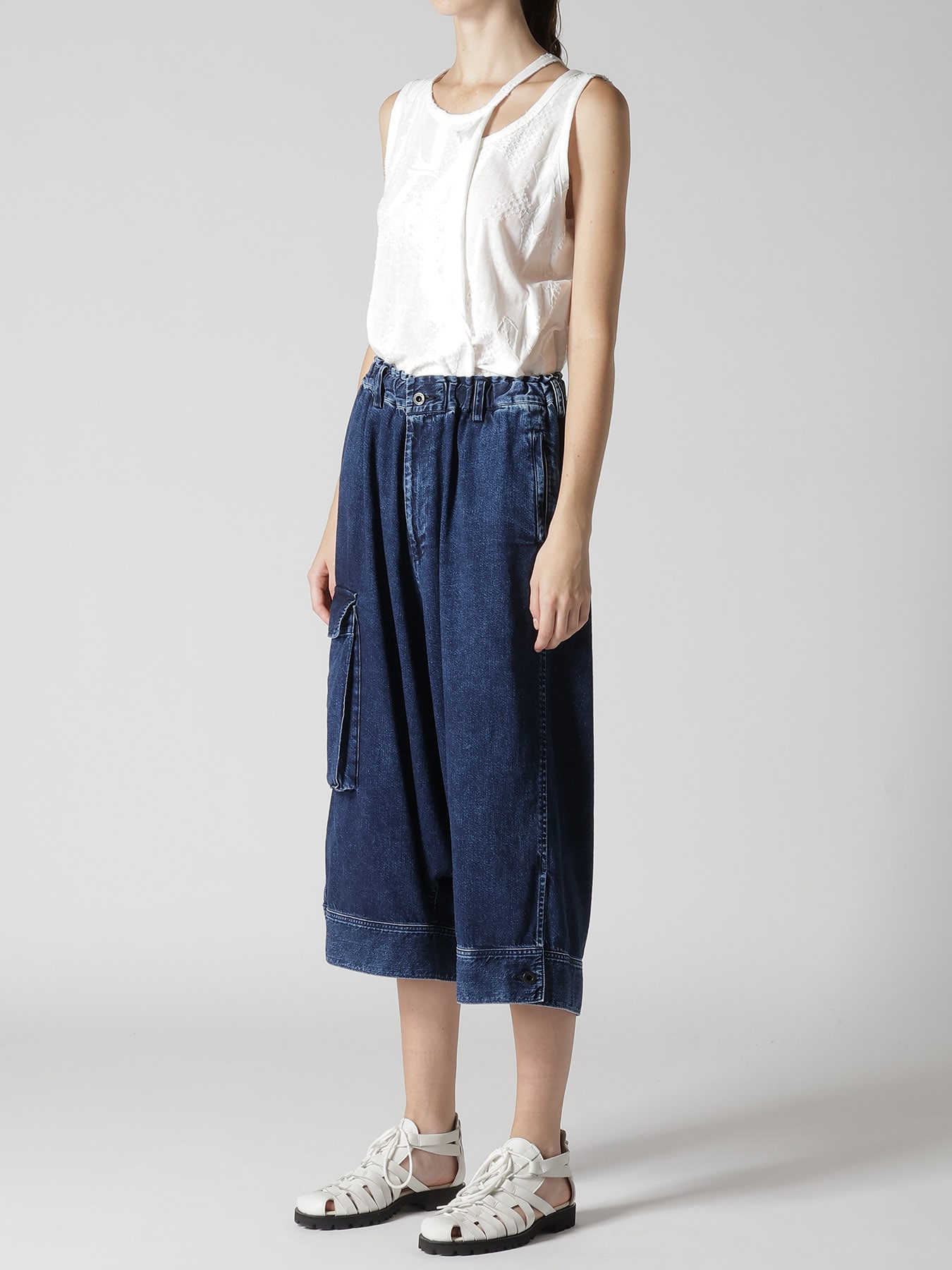 8OZ DENIM CHEMICAL WASH HEM CUFFS SAROUEL PANTS