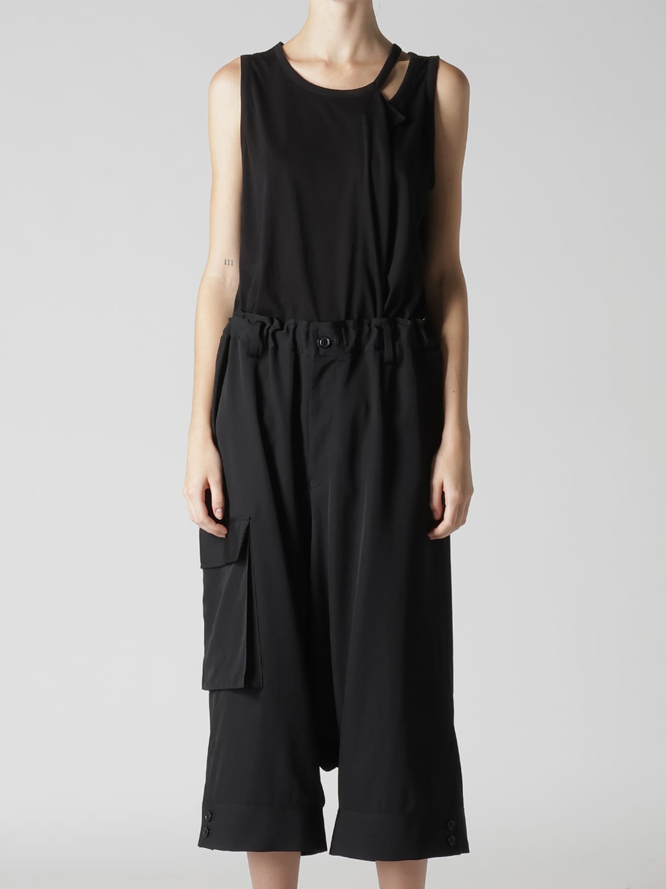 WOOL GABARDINE HEM CUFFS SAROUEL PANTS