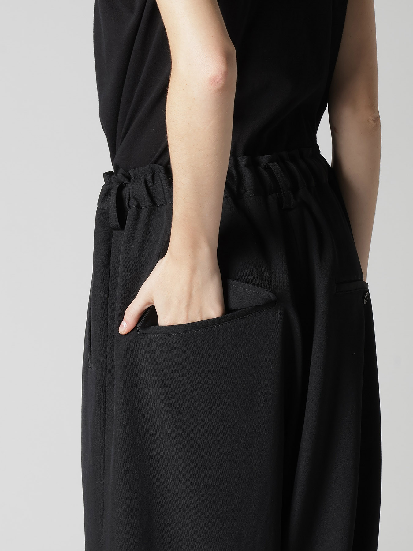 WOOL GABARDINE HEM CUFFS SAROUEL PANTS