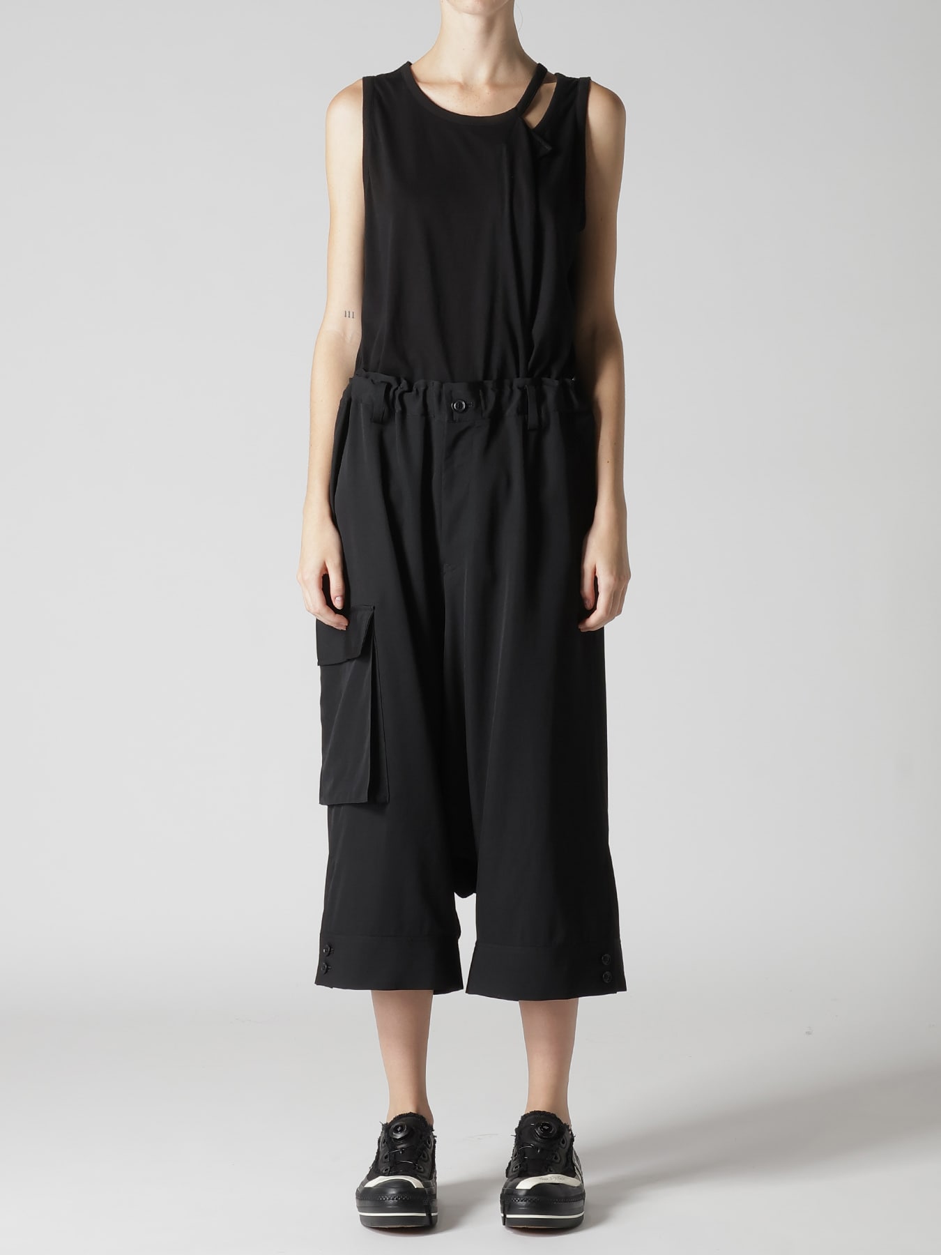 WOOL GABARDINE HEM CUFFS SAROUEL PANTS