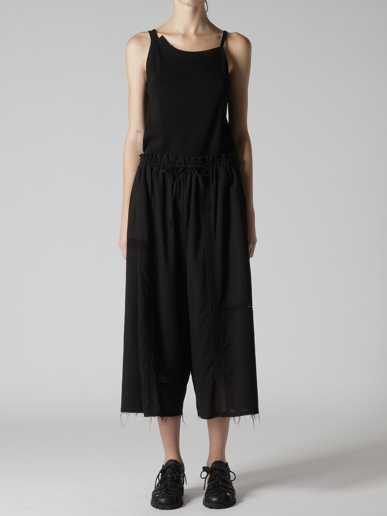 COTTON LACE PATCHWORK GATHER PANTS