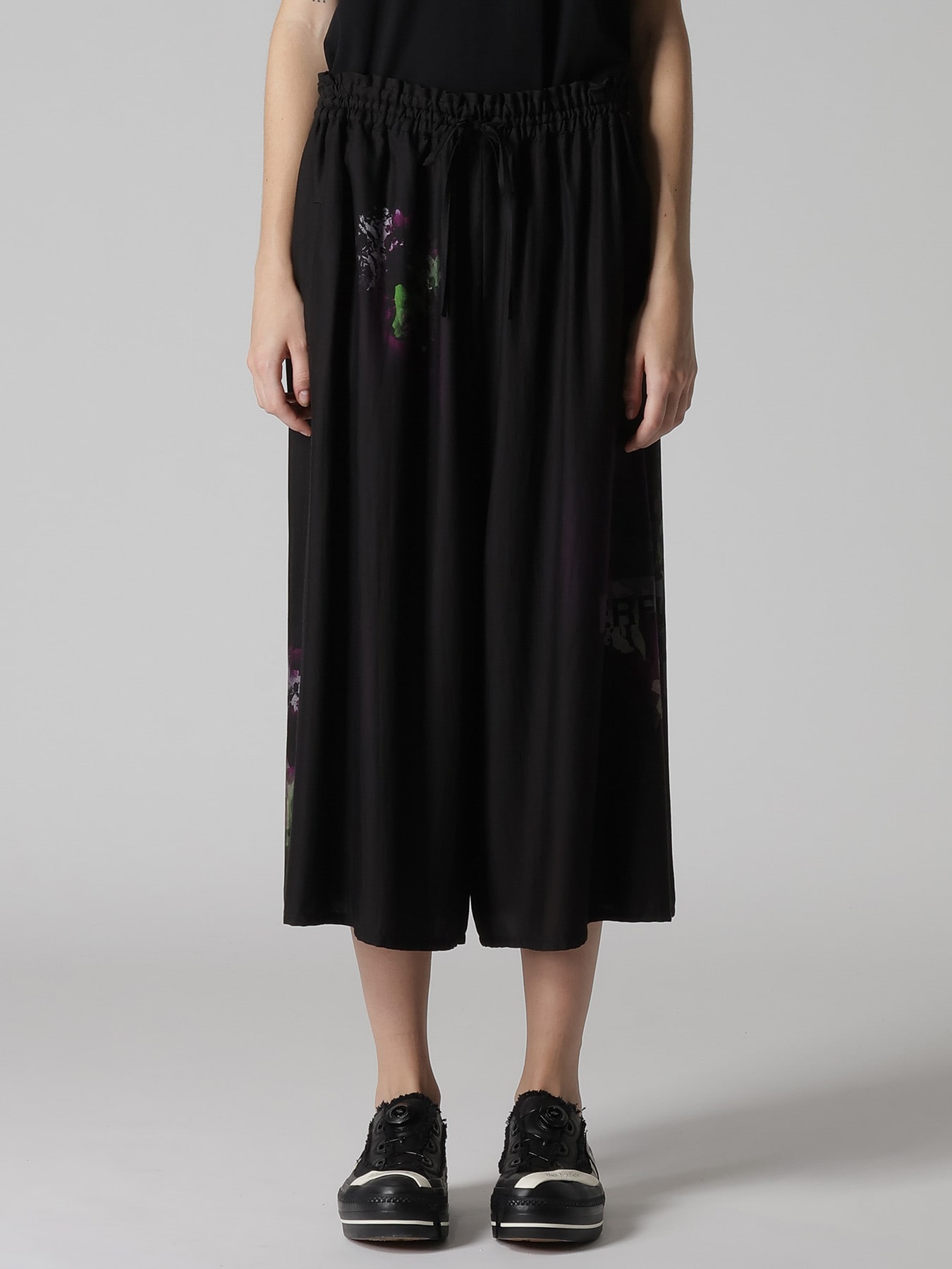 CUPRO/DUNGAREE TWILL GATHER PANTS