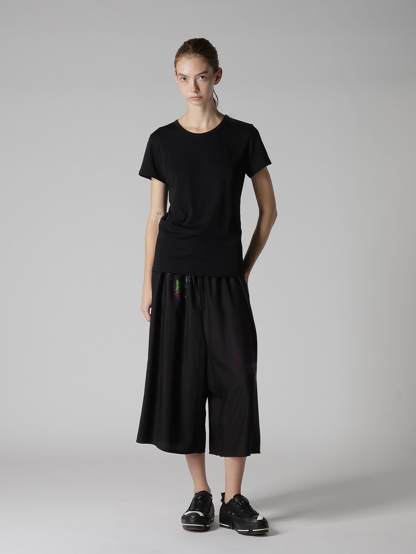 CUPRO/DUNGAREE TWILL GATHER PANTS