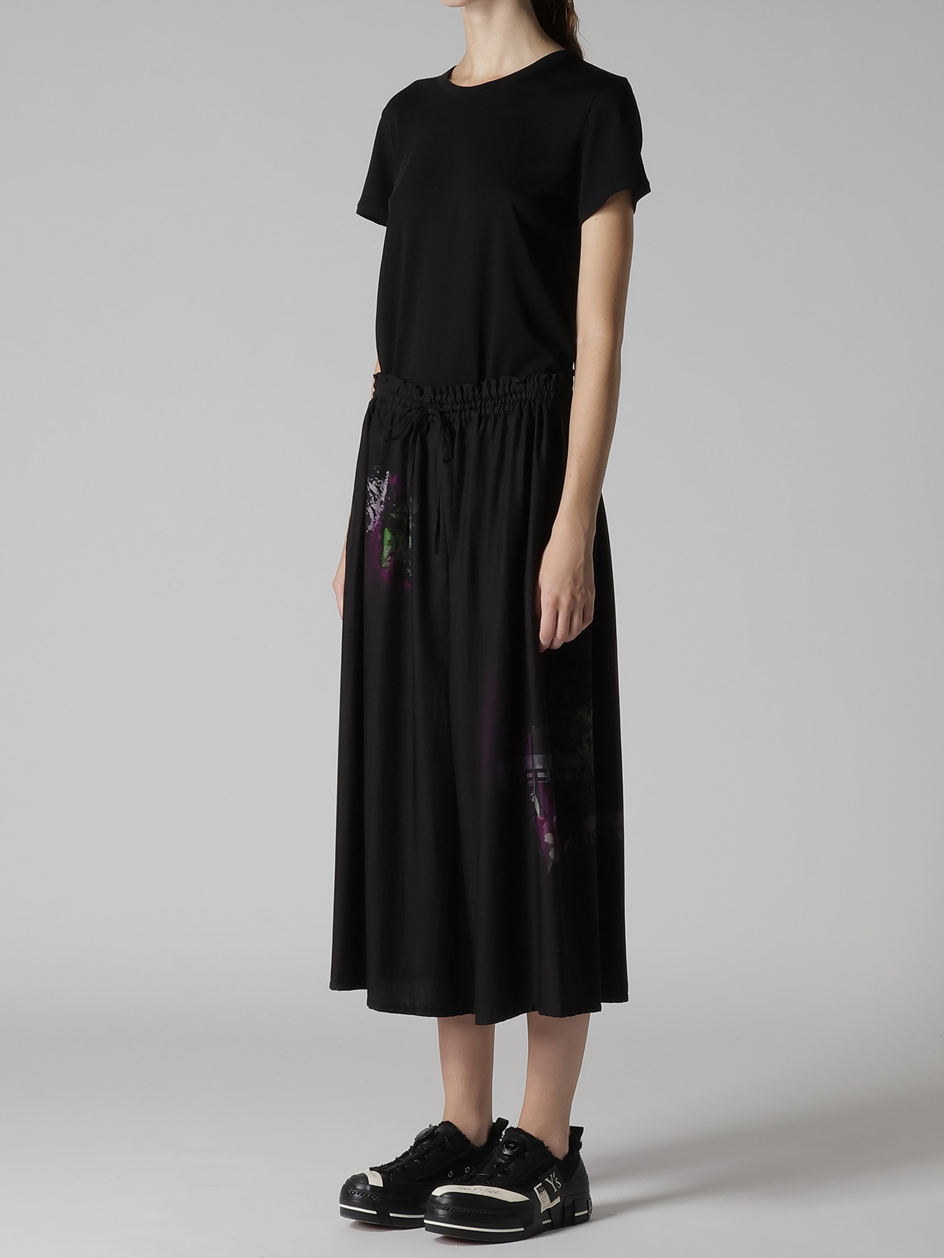 CUPRO/DUNGAREE TWILL GATHER PANTS