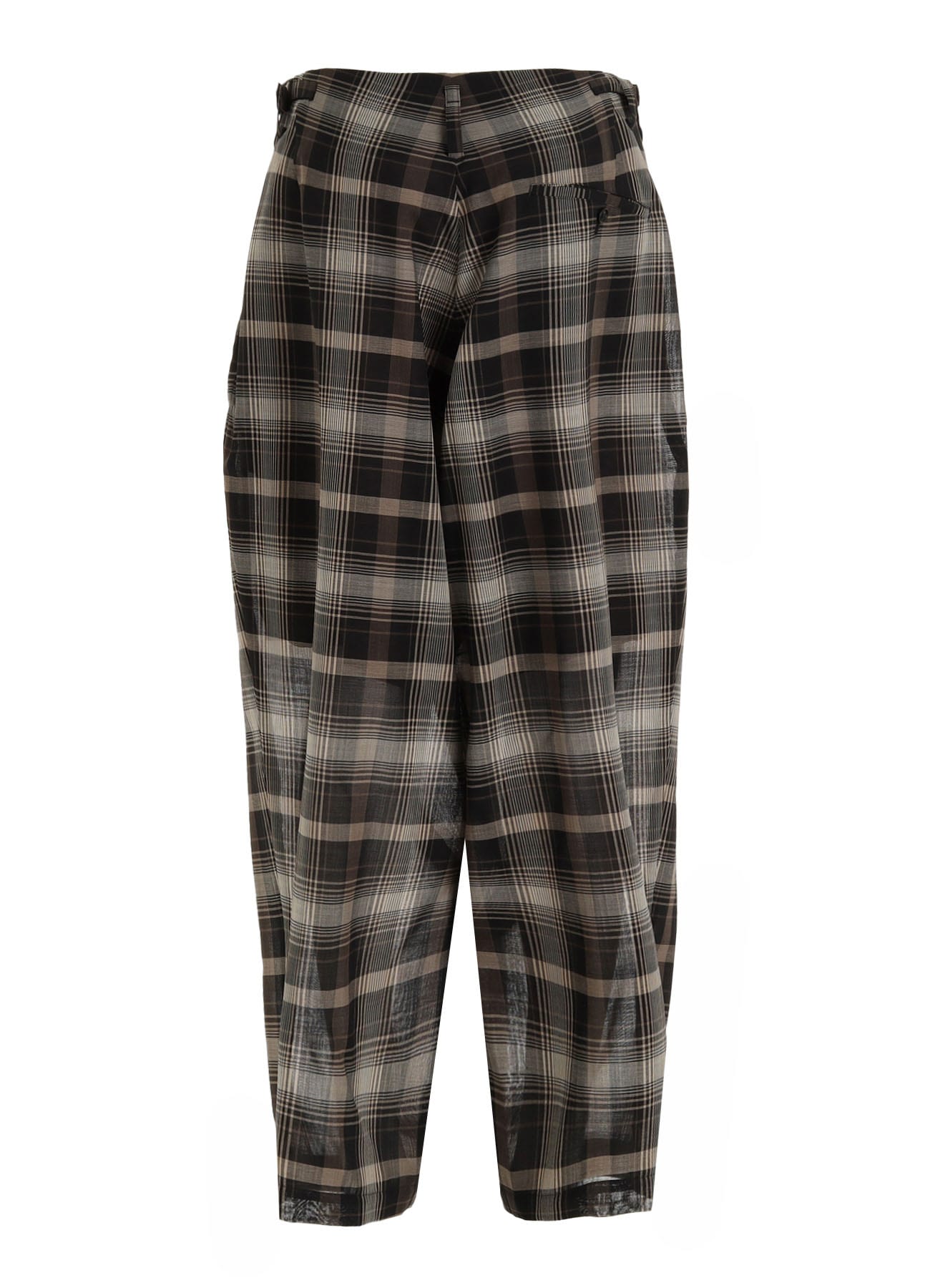 W/PE VOILE PLAID TUCK WIDE PANTS
