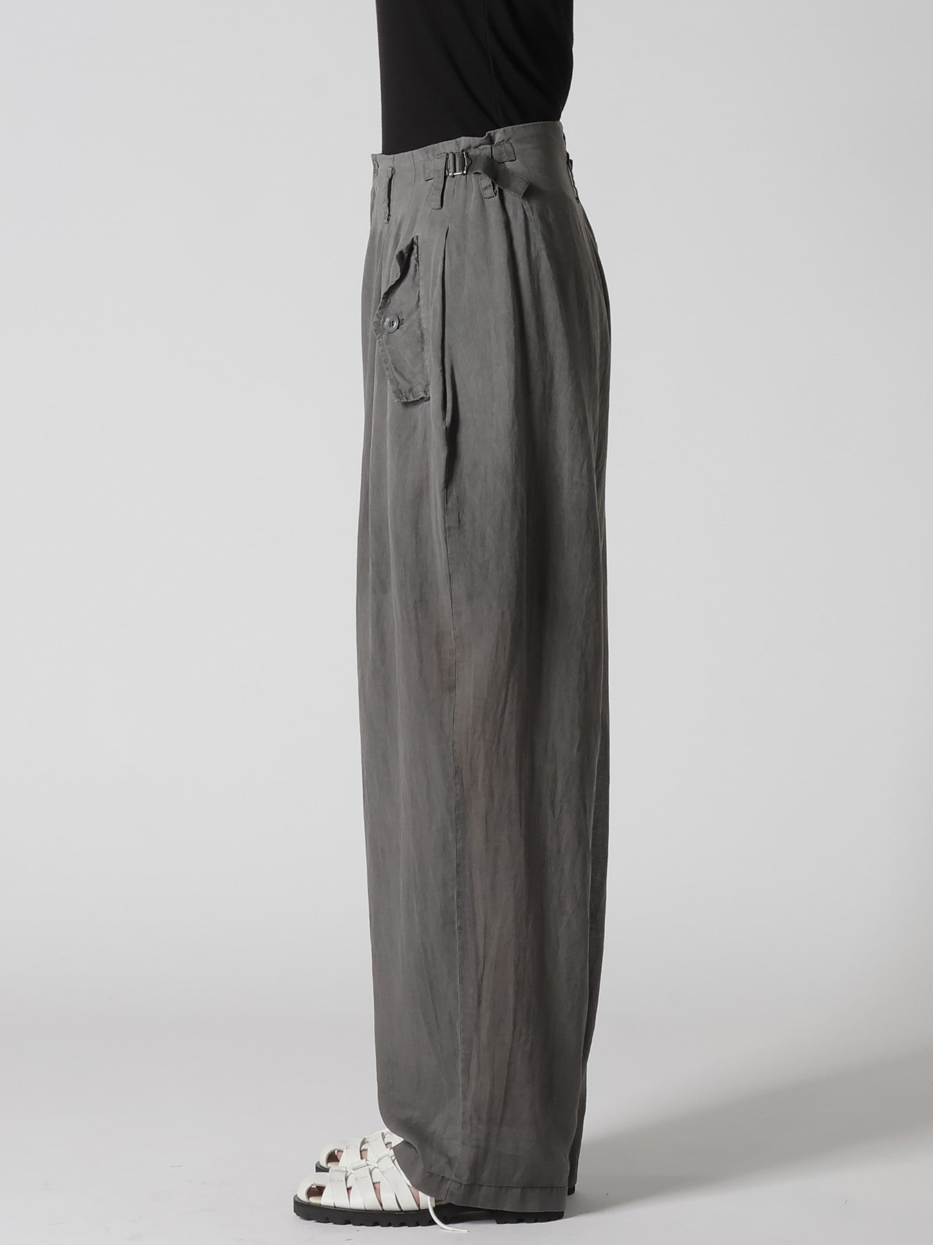 CUPRO/COTTON GARMENT DYED 2 TUCK WIDE PANTS