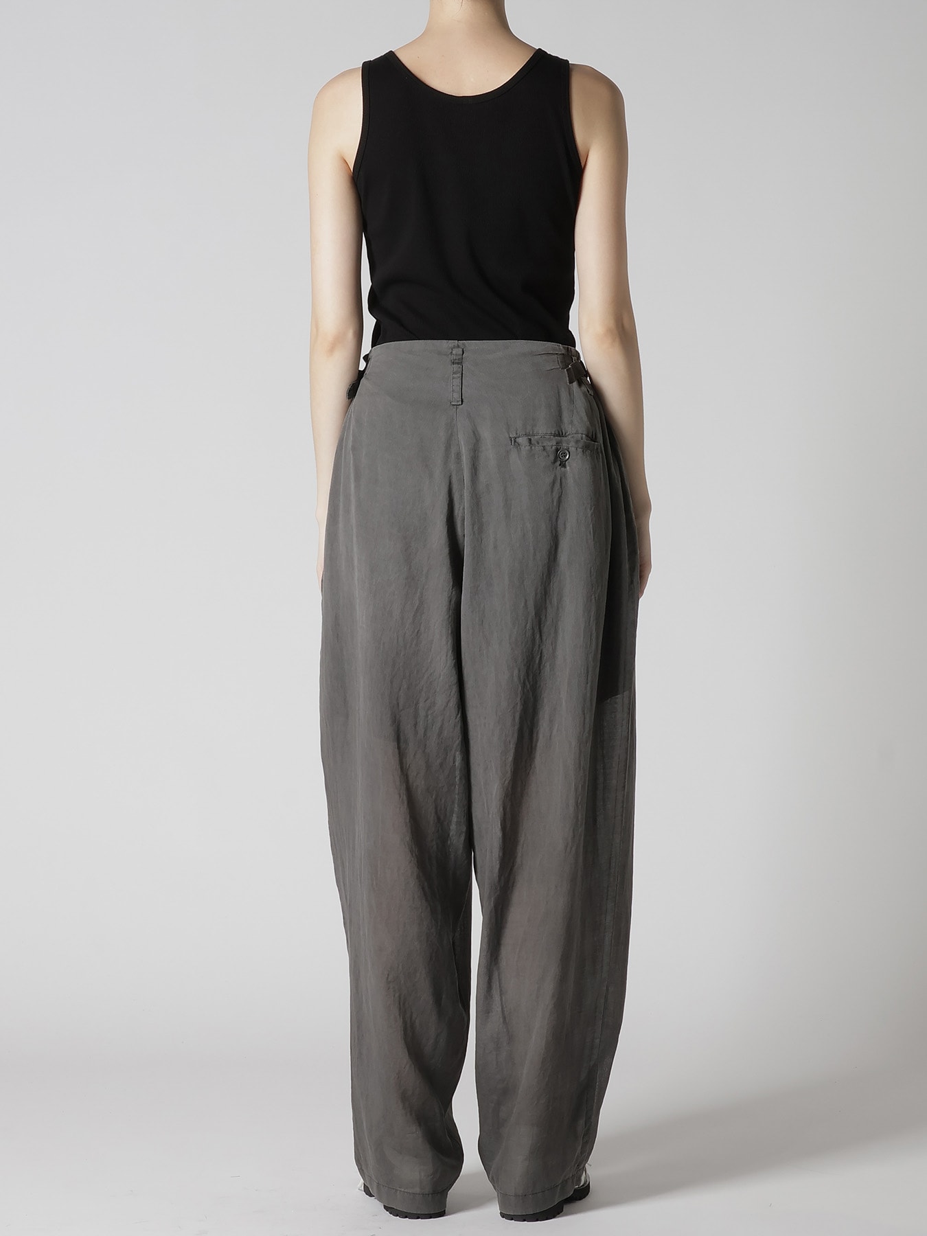 CUPRO/COTTON GARMENT DYED 2 TUCK WIDE PANTS
