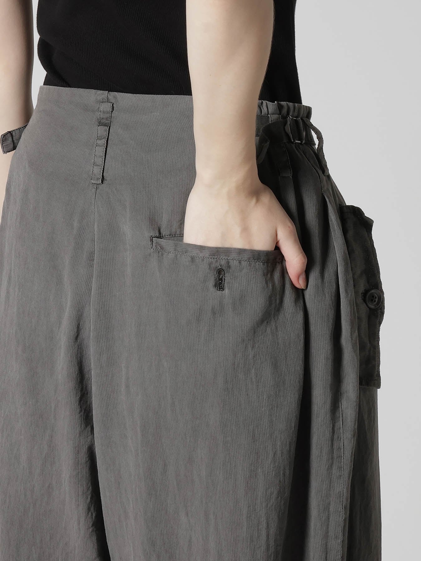 CUPRO/COTTON GARMENT DYED 2 TUCK WIDE PANTS