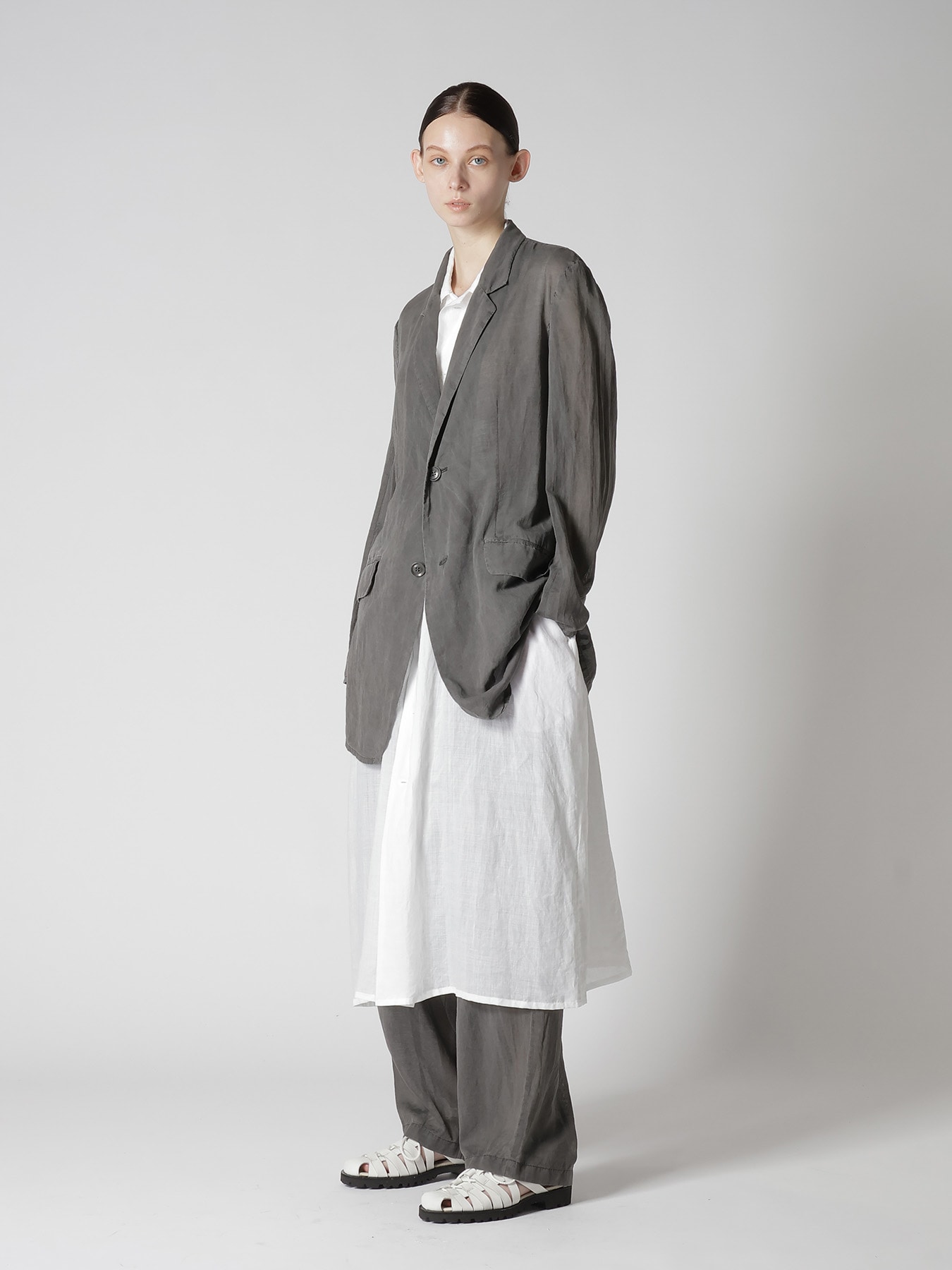 CUPRO/COTTON GARMENT DYED 2 TUCK WIDE PANTS