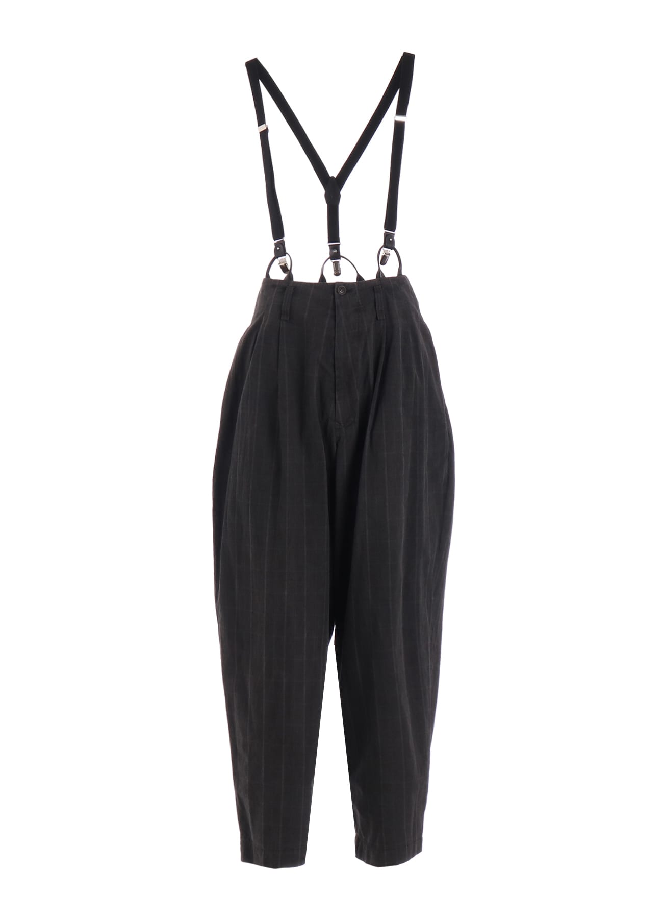 COTTON PLAID SUSPENDER PANTS