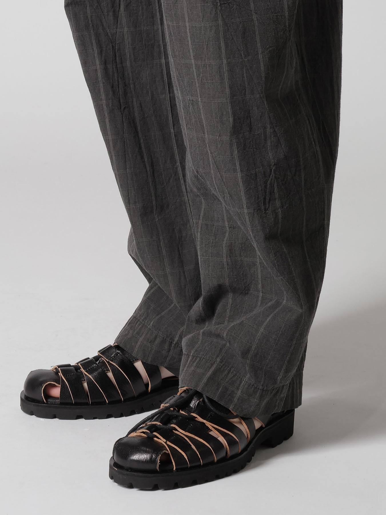 COTTON PLAID SUSPENDER PANTS