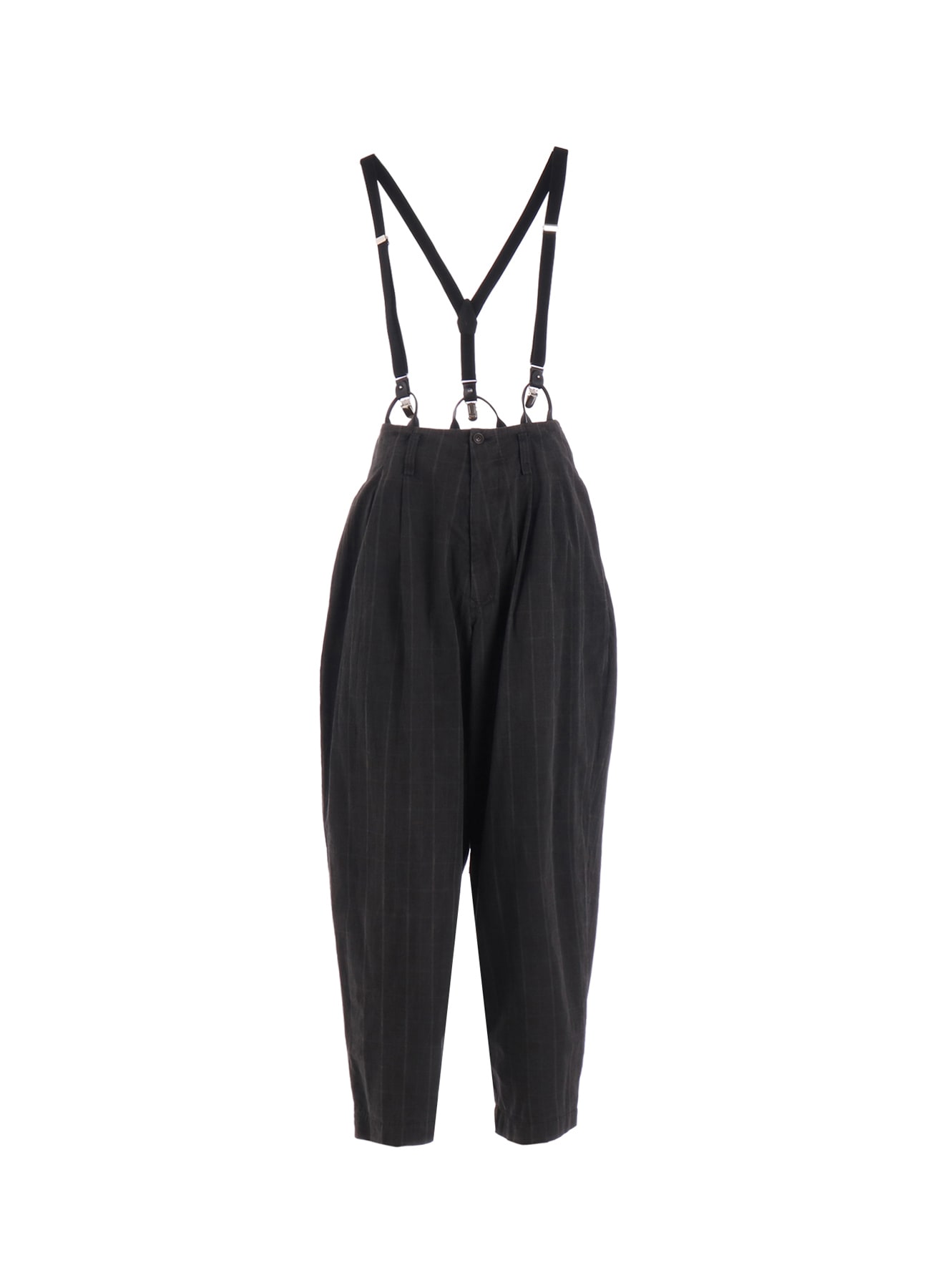 COTTON PLAID SUSPENDER PANTS