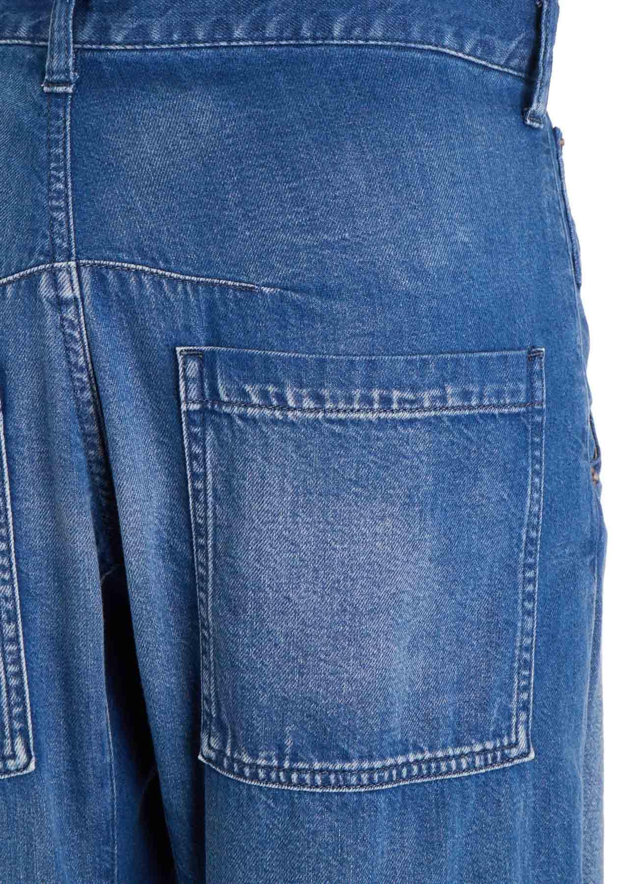 8OZ SPOTTED DENIM WIDE PANTS WITH GUSSET