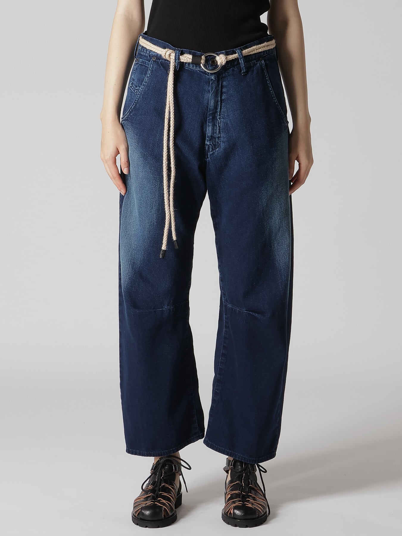 8OZ SPOTTED DENIM WIDE PANTS WITH GUSSET