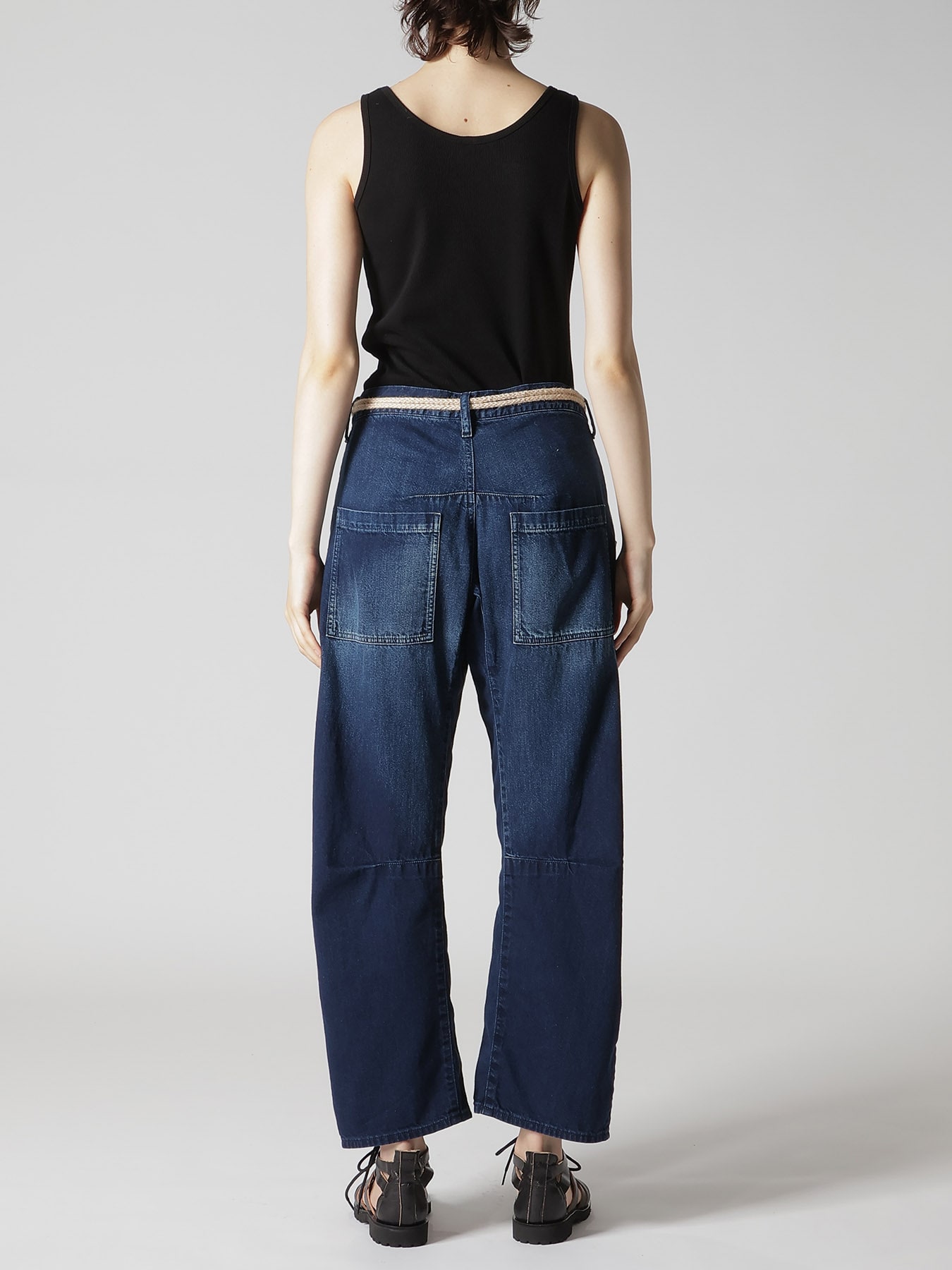 8OZ SPOTTED DENIM WIDE PANTS WITH GUSSET
