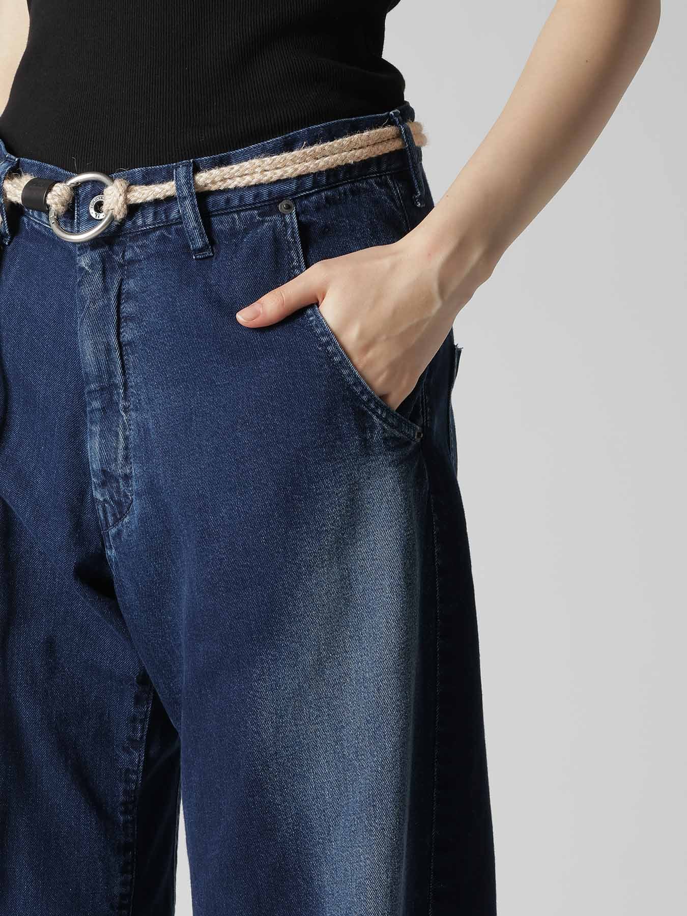8OZ SPOTTED DENIM WIDE PANTS WITH GUSSET