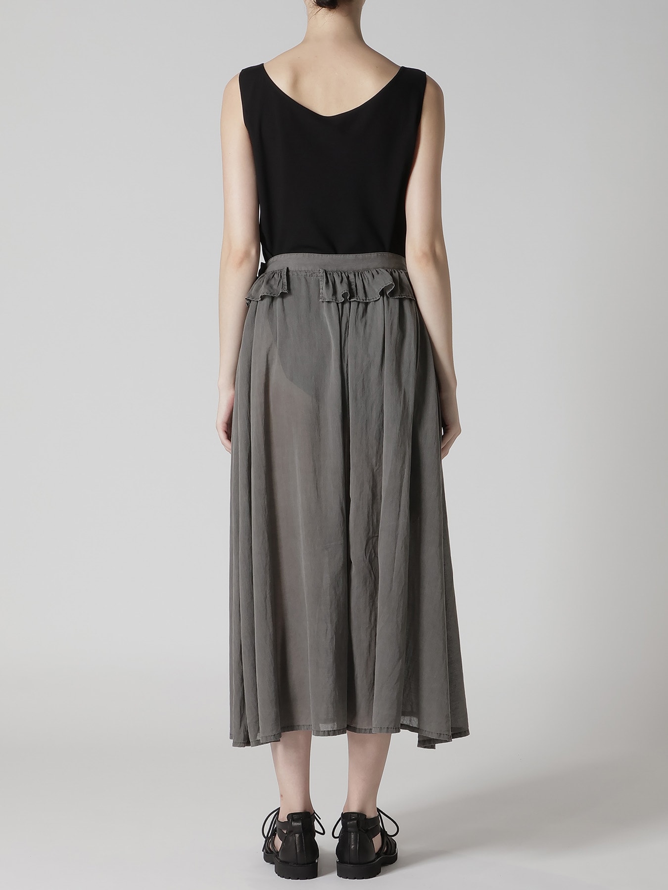 CUPRO/COTTON GARMENT DYED GATHER SKIRT
