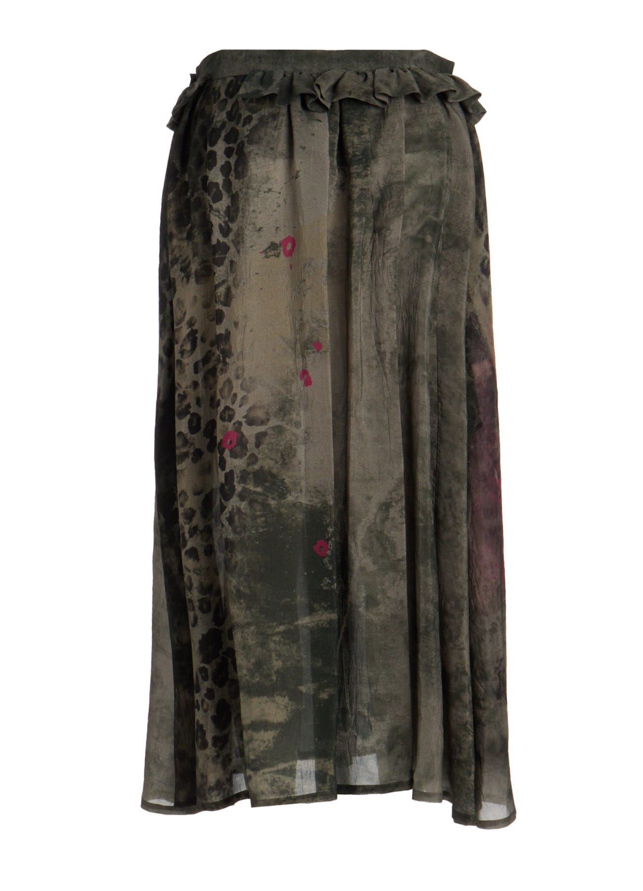 LEOPARD CUPRO GATHER SKIRT