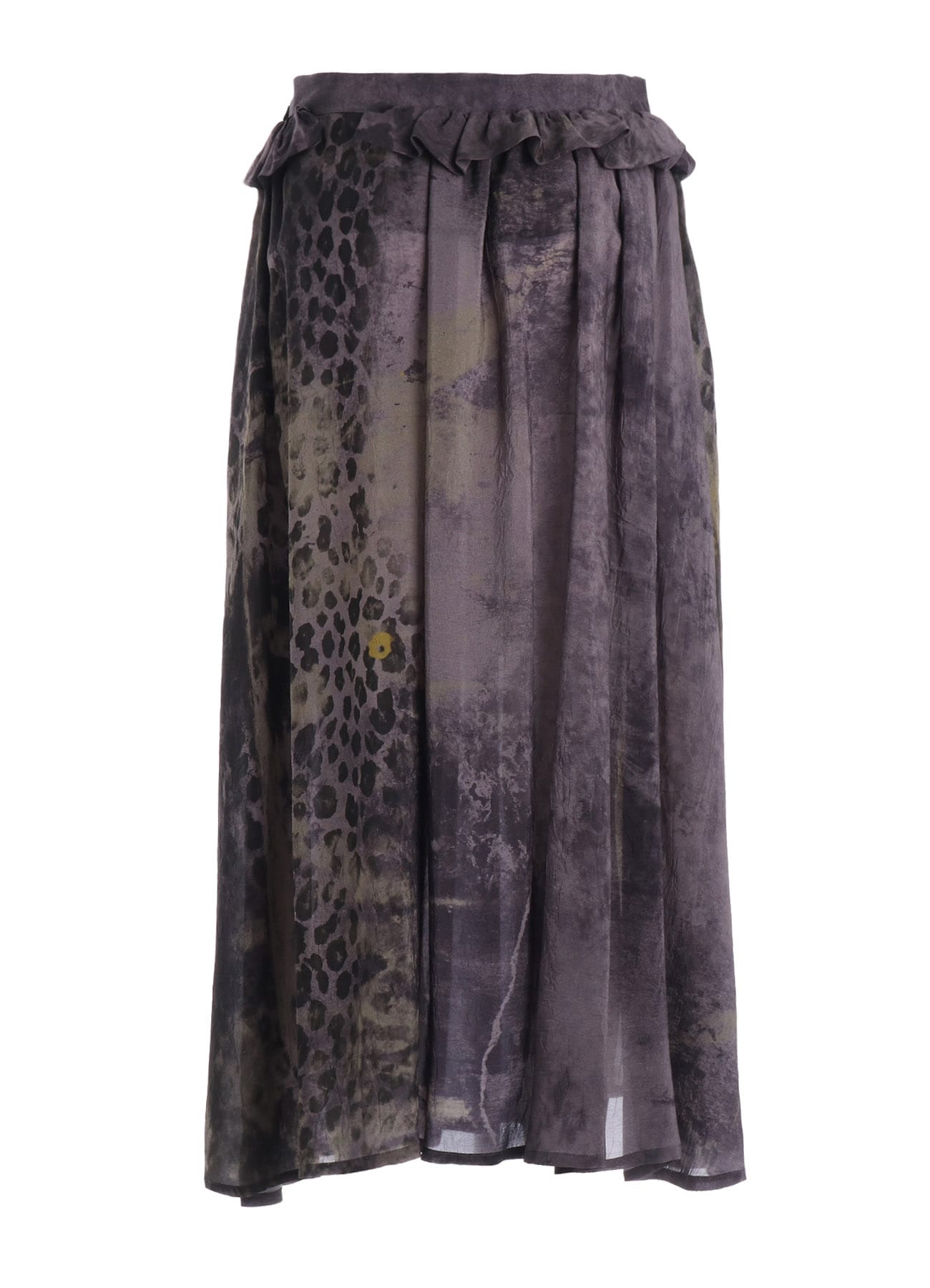 LEOPARD CUPRO GATHER SKIRT