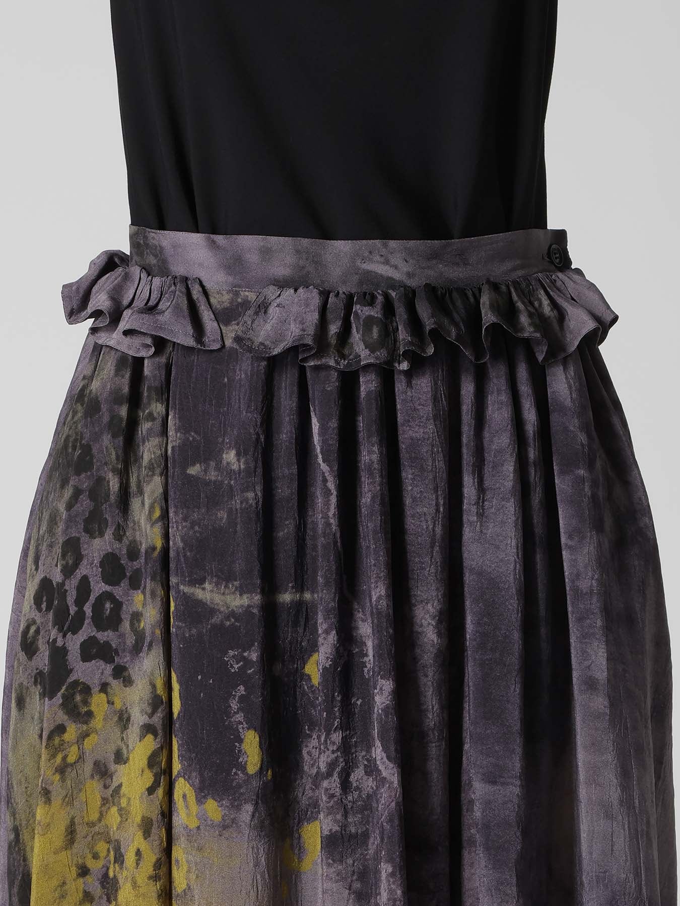 LEOPARD CUPRO GATHER SKIRT