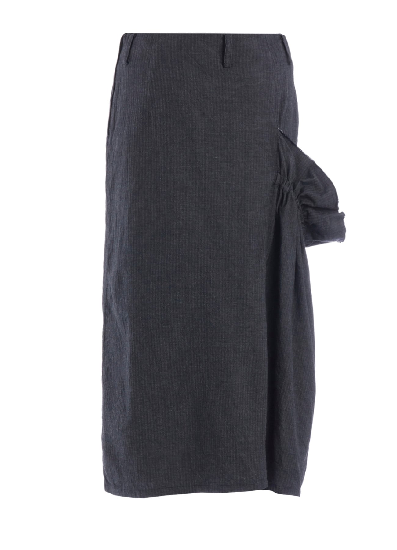 HERRINGBONE DENIM RIGHT SIDE GATHER SKIRT