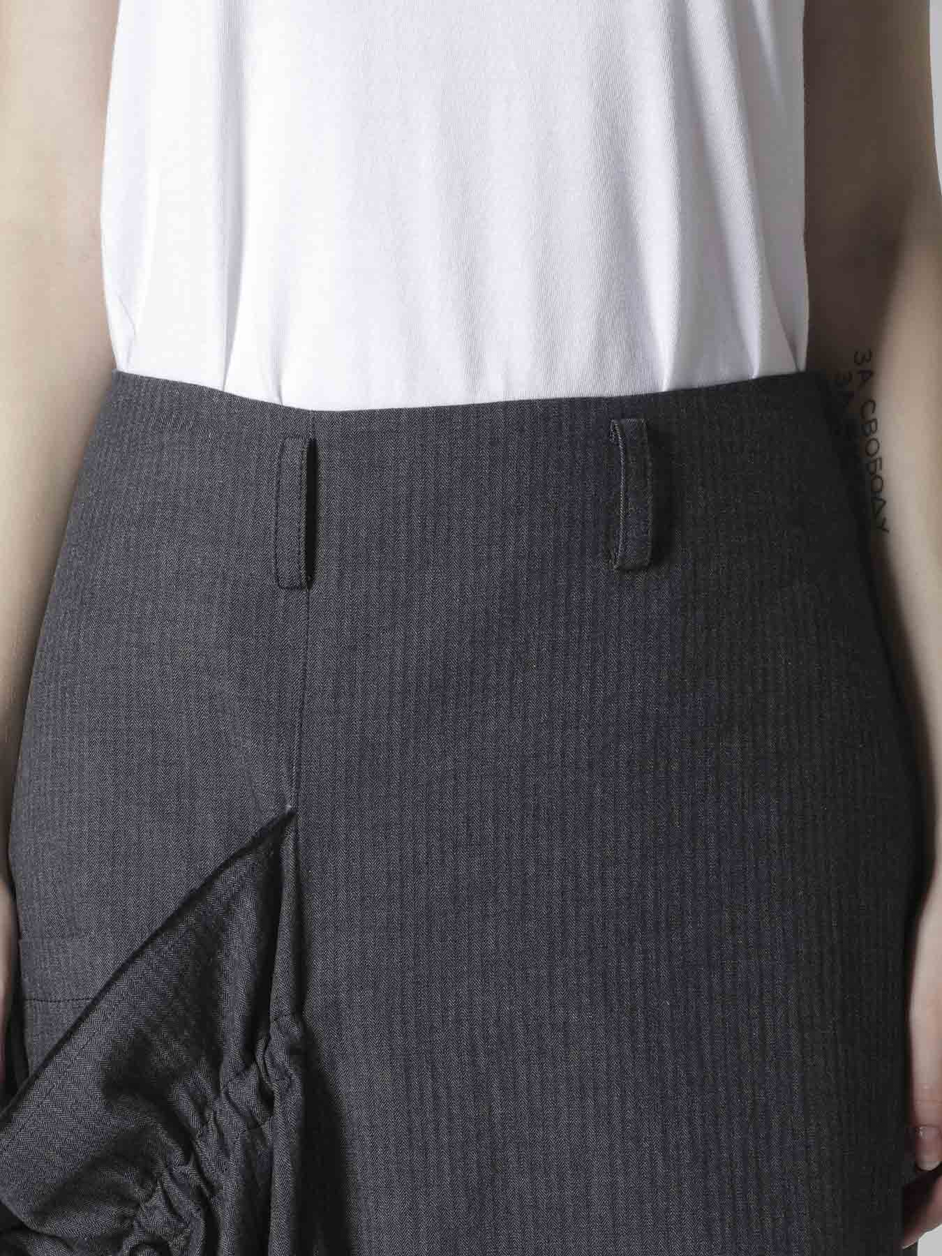 HERRINGBONE DENIM RIGHT SIDE GATHER SKIRT