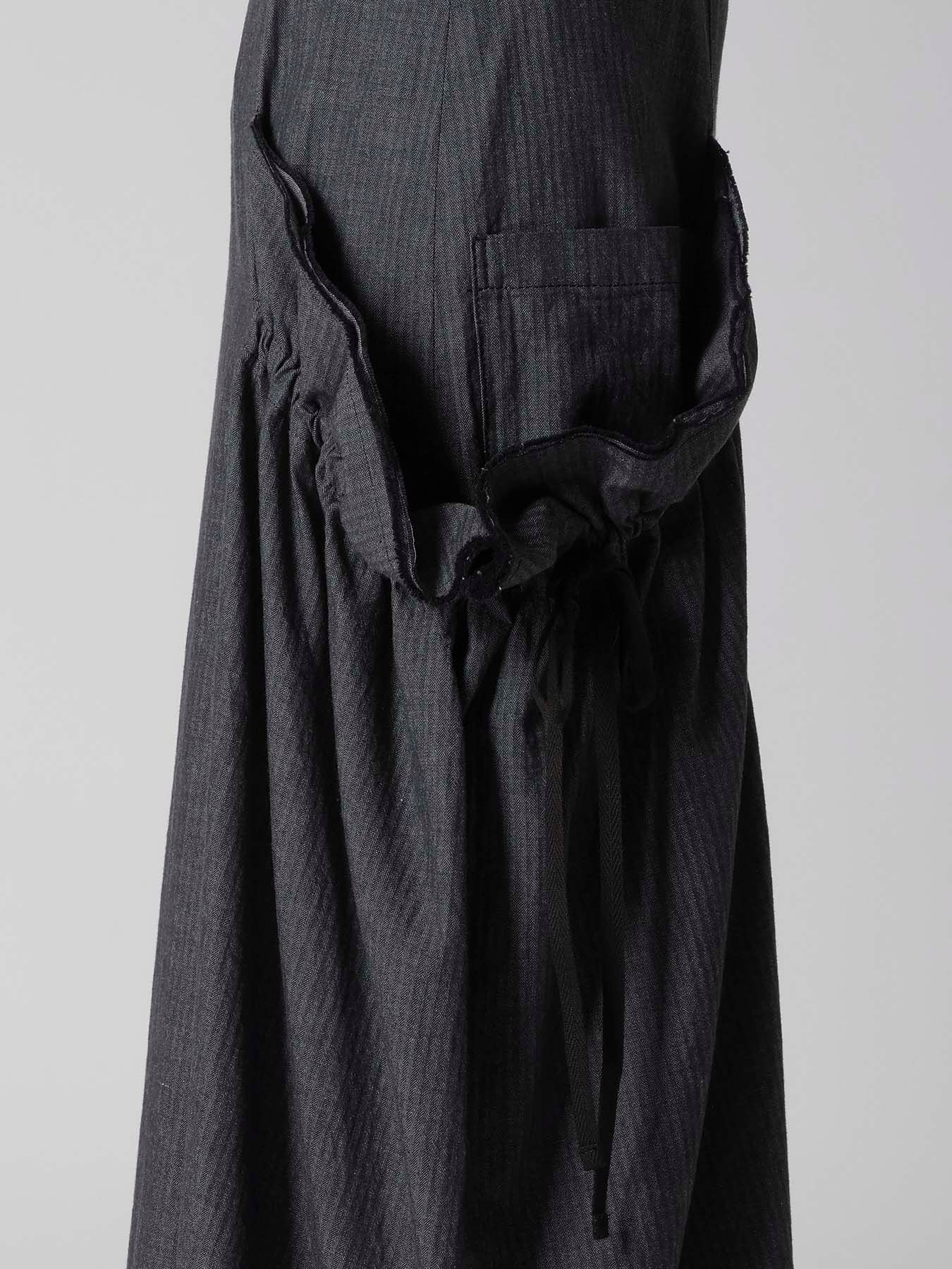 HERRINGBONE DENIM RIGHT SIDE GATHER SKIRT