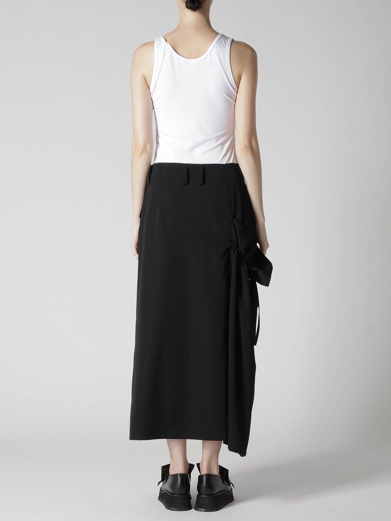 WOOL GABARDINE SIDE GATHERED SKIRT