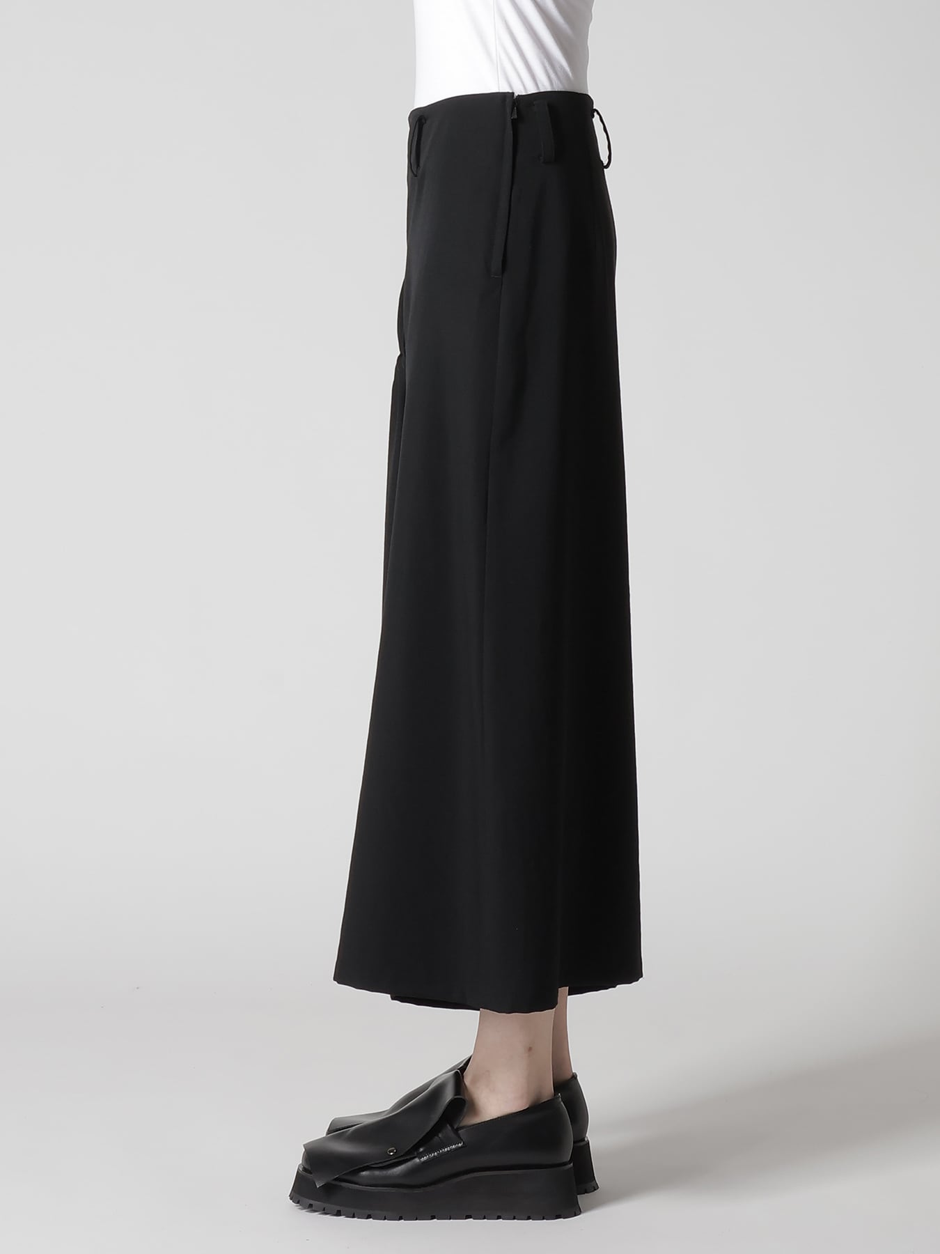 WOOL GABARDINE SIDE GATHERED SKIRT