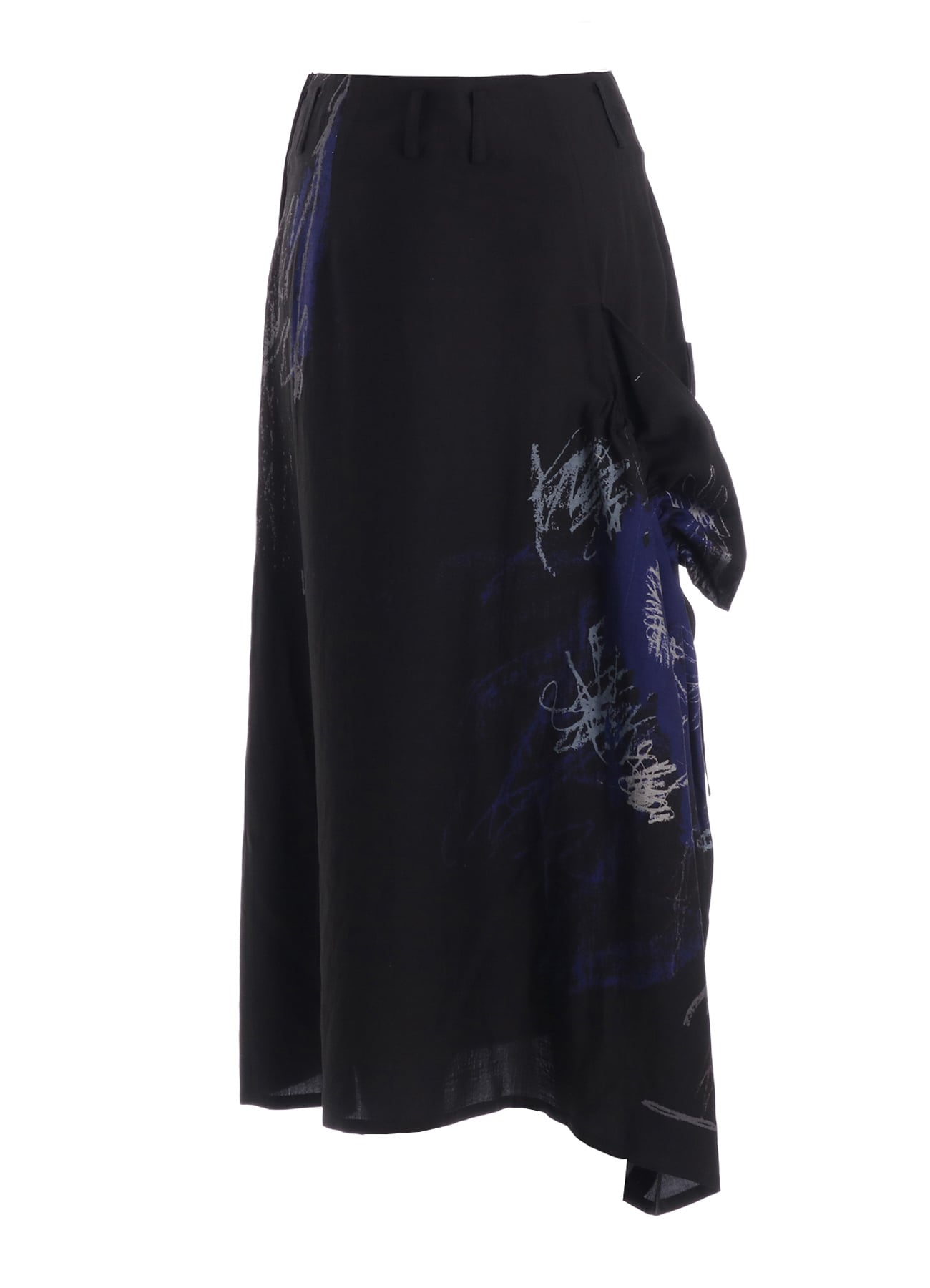 CUPRO/DUNGAREE TWILL GATHER SKIRT