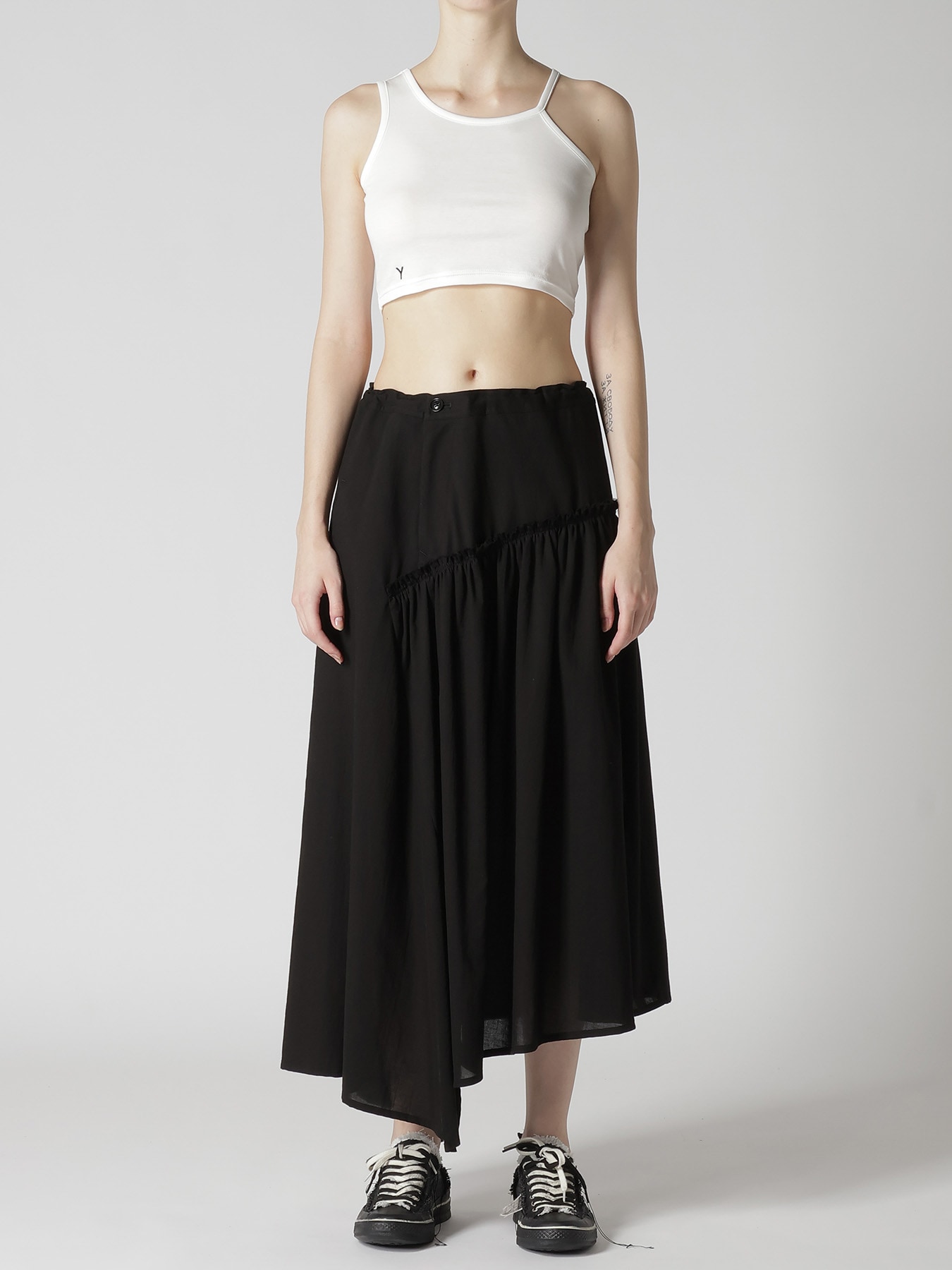 COTTON VOILE VIYELLA GATHERED SKIRT