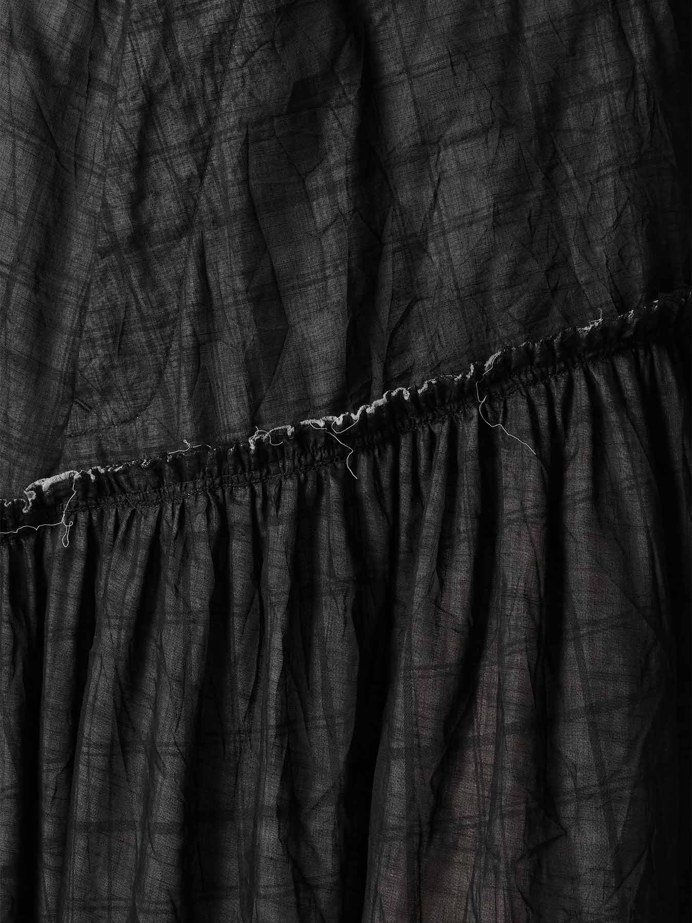 SHEER COTTON-LINEN PLAID LAYER SKIRT