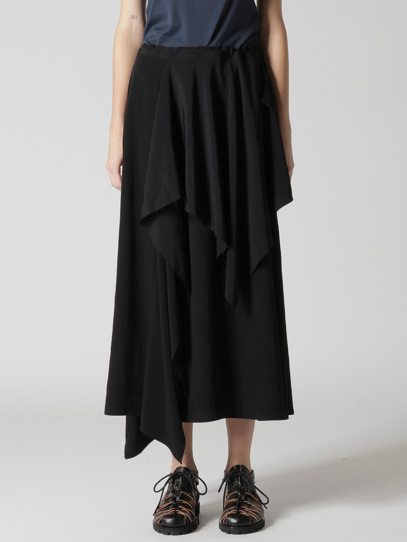 TA/PE CREPE DE CHINE DRAPE SKIRT