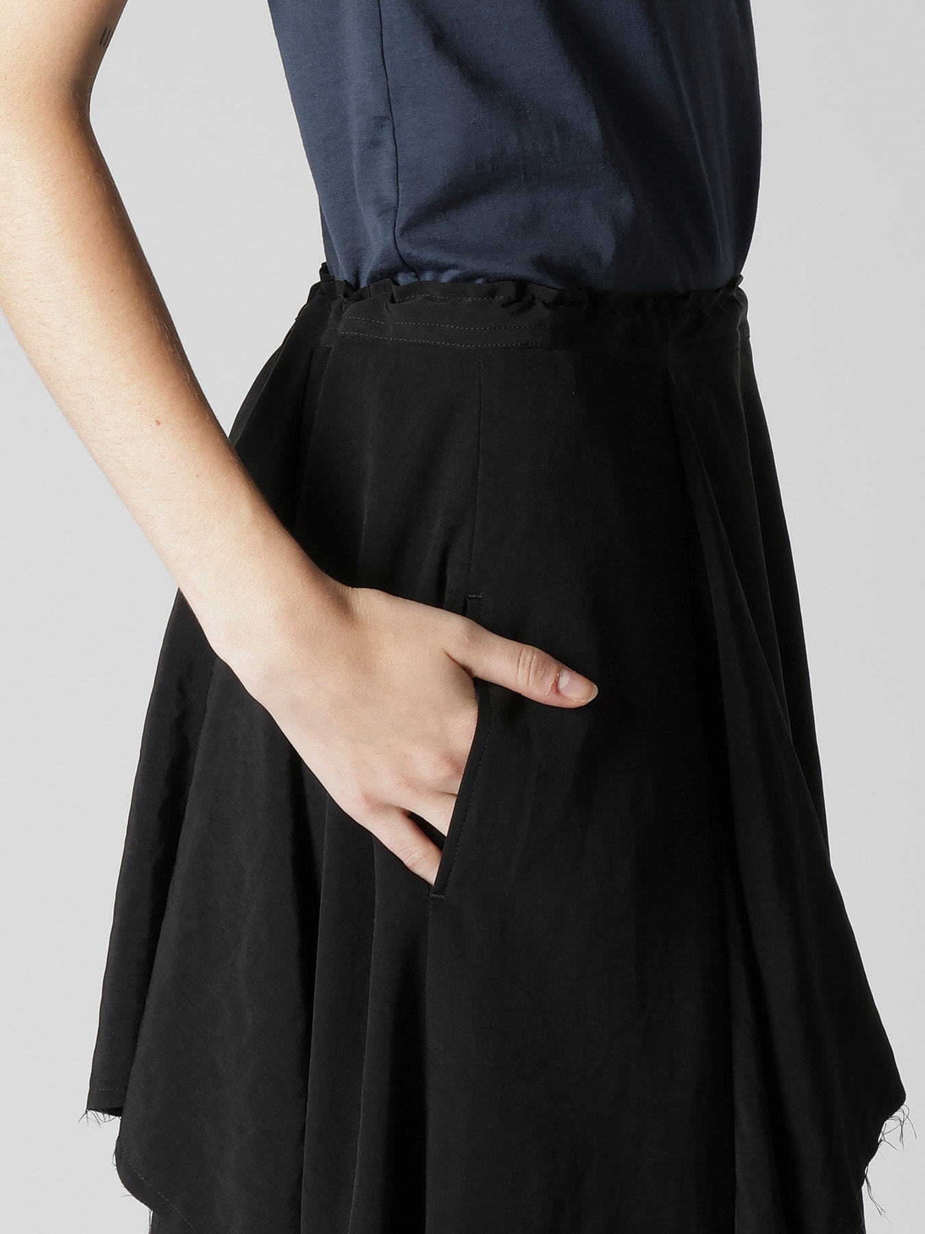 TA/PE CREPE DE CHINE DRAPE SKIRT