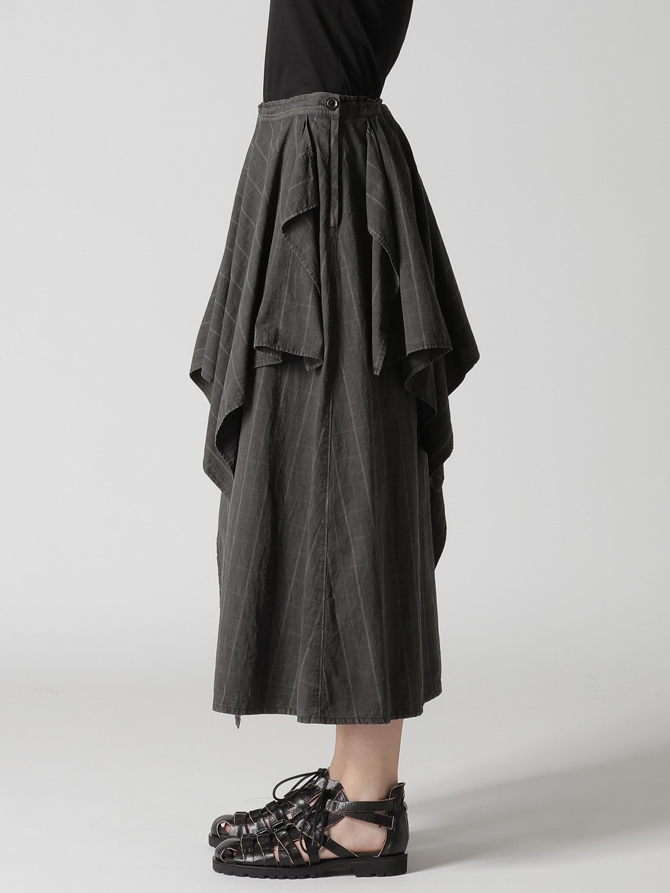 COTTON PLAID DRAPE SKIRT