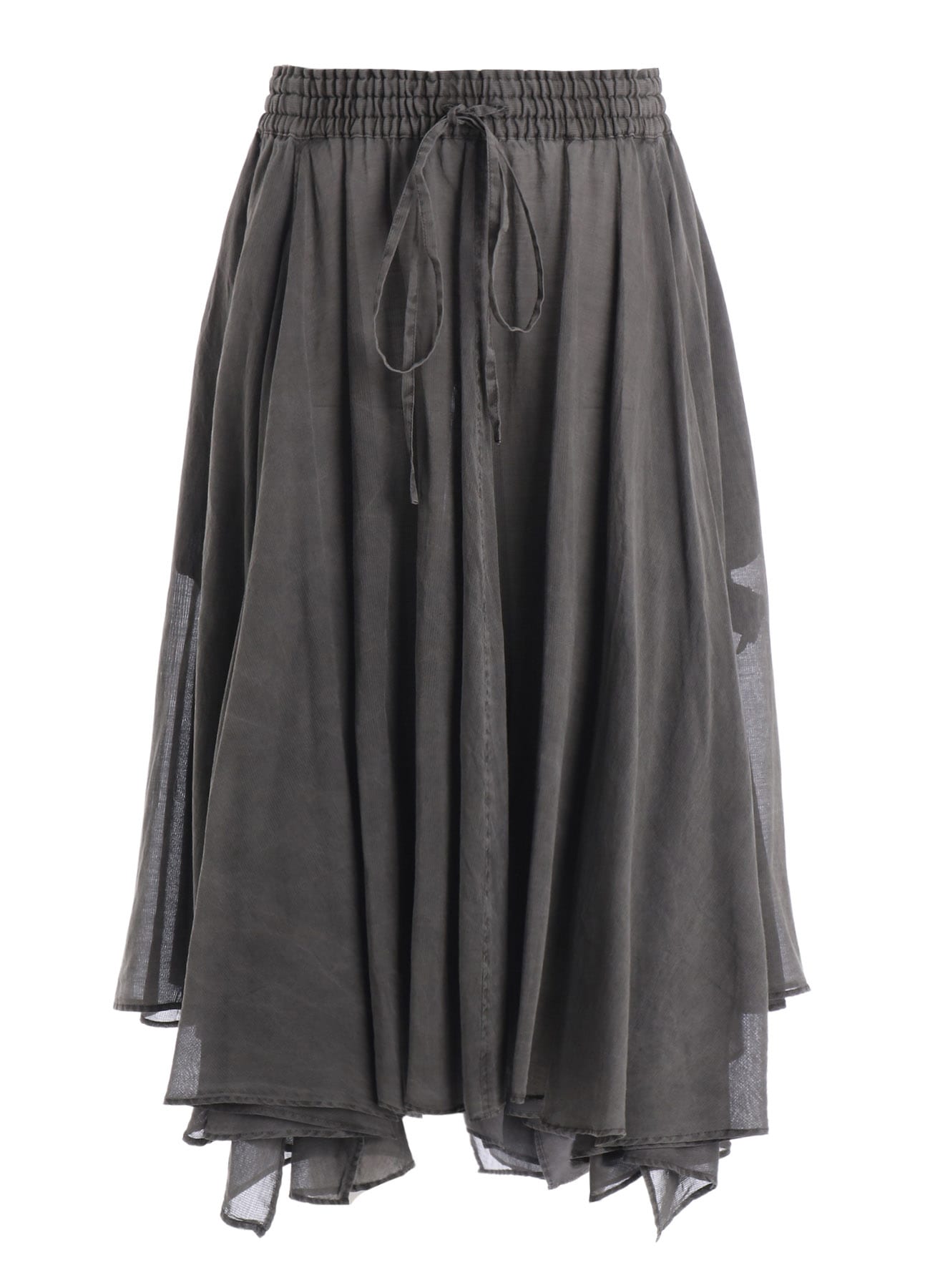 CUPRO/COTTON GARMENT DYED FLARE GATHER SKIRT