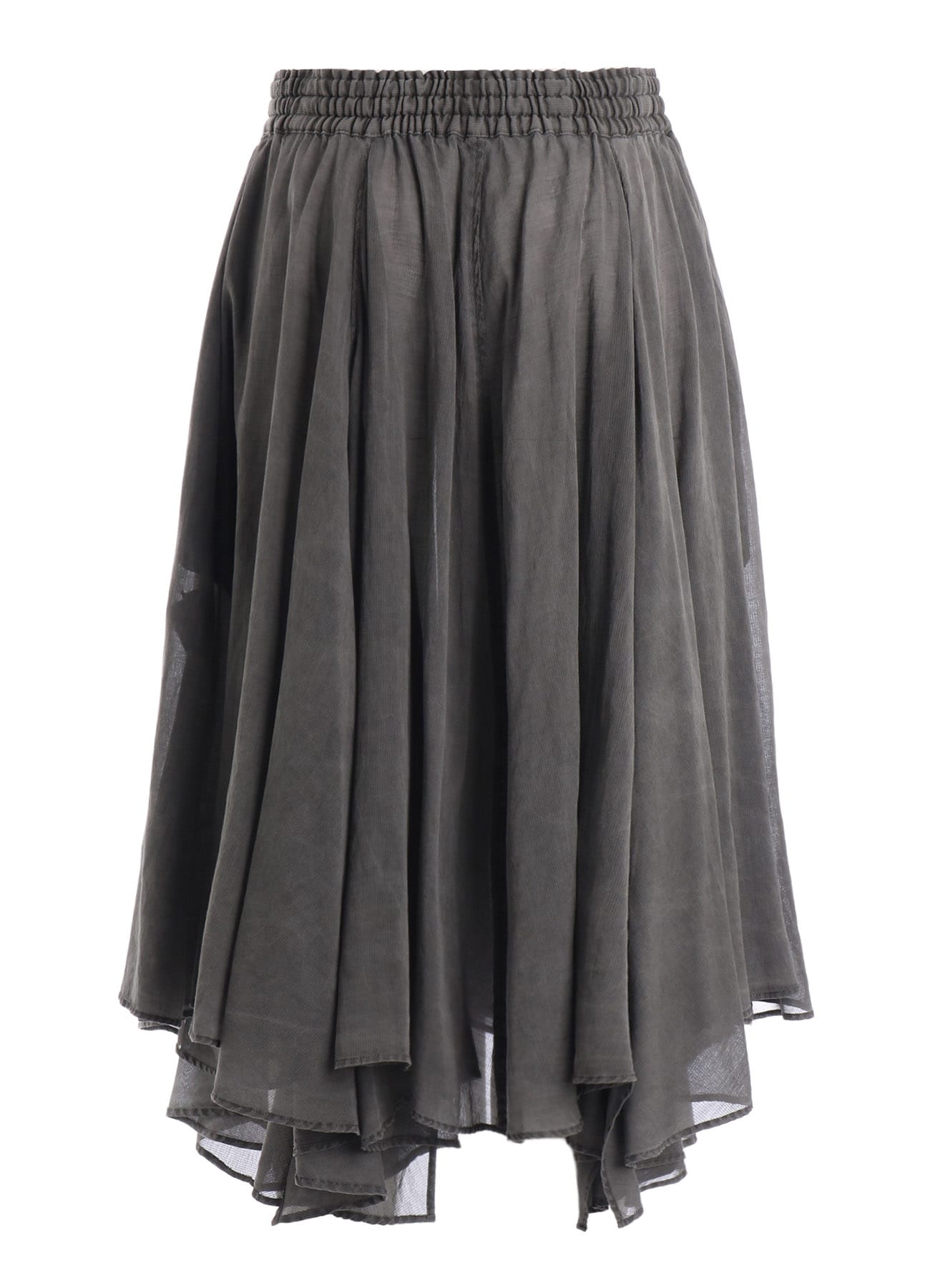 CUPRO/COTTON GARMENT DYED FLARE GATHER SKIRT