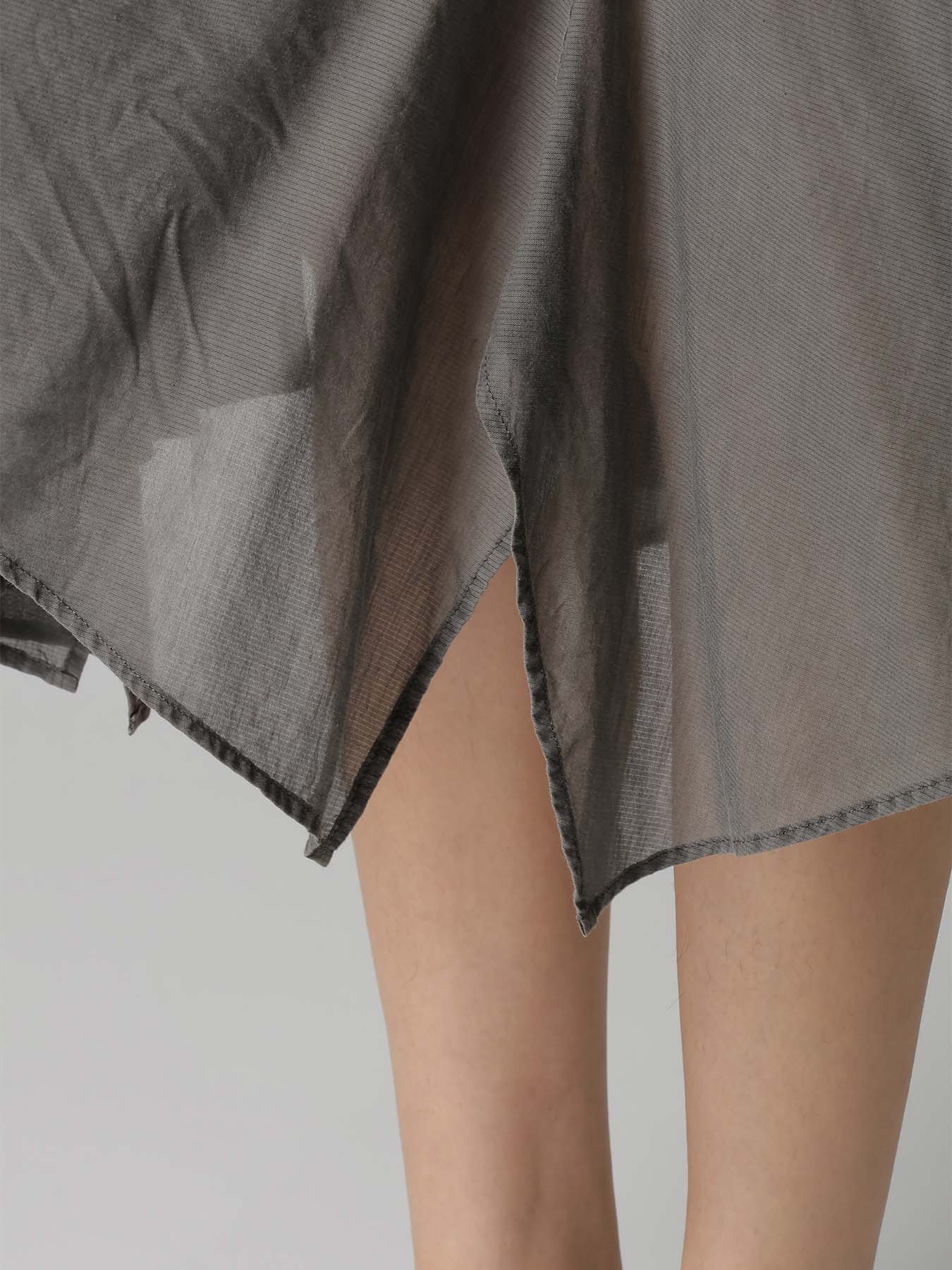 CUPRO/COTTON GARMENT DYED FLARE GATHER SKIRT