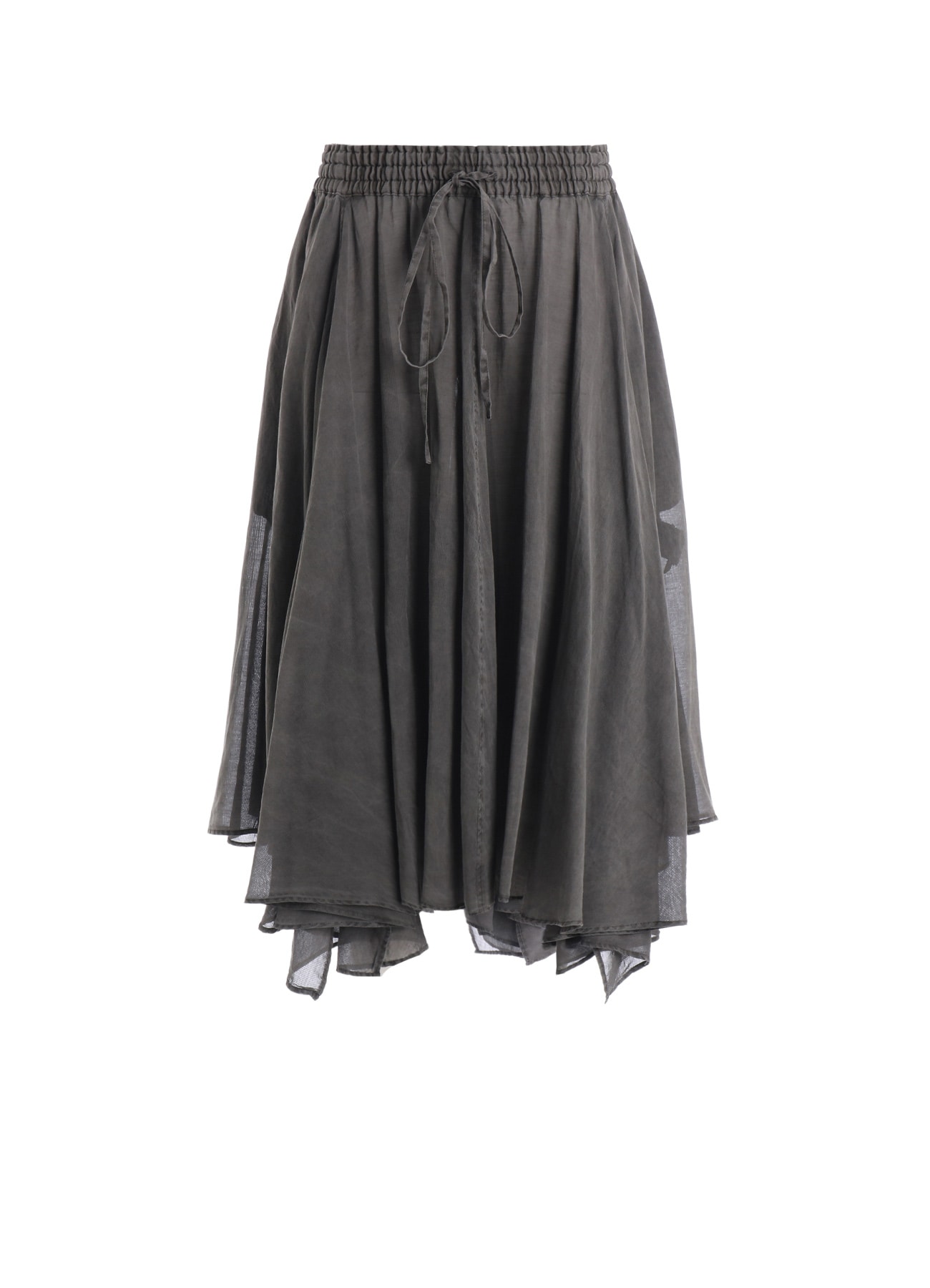CUPRO/COTTON GARMENT DYED FLARE GATHER SKIRT