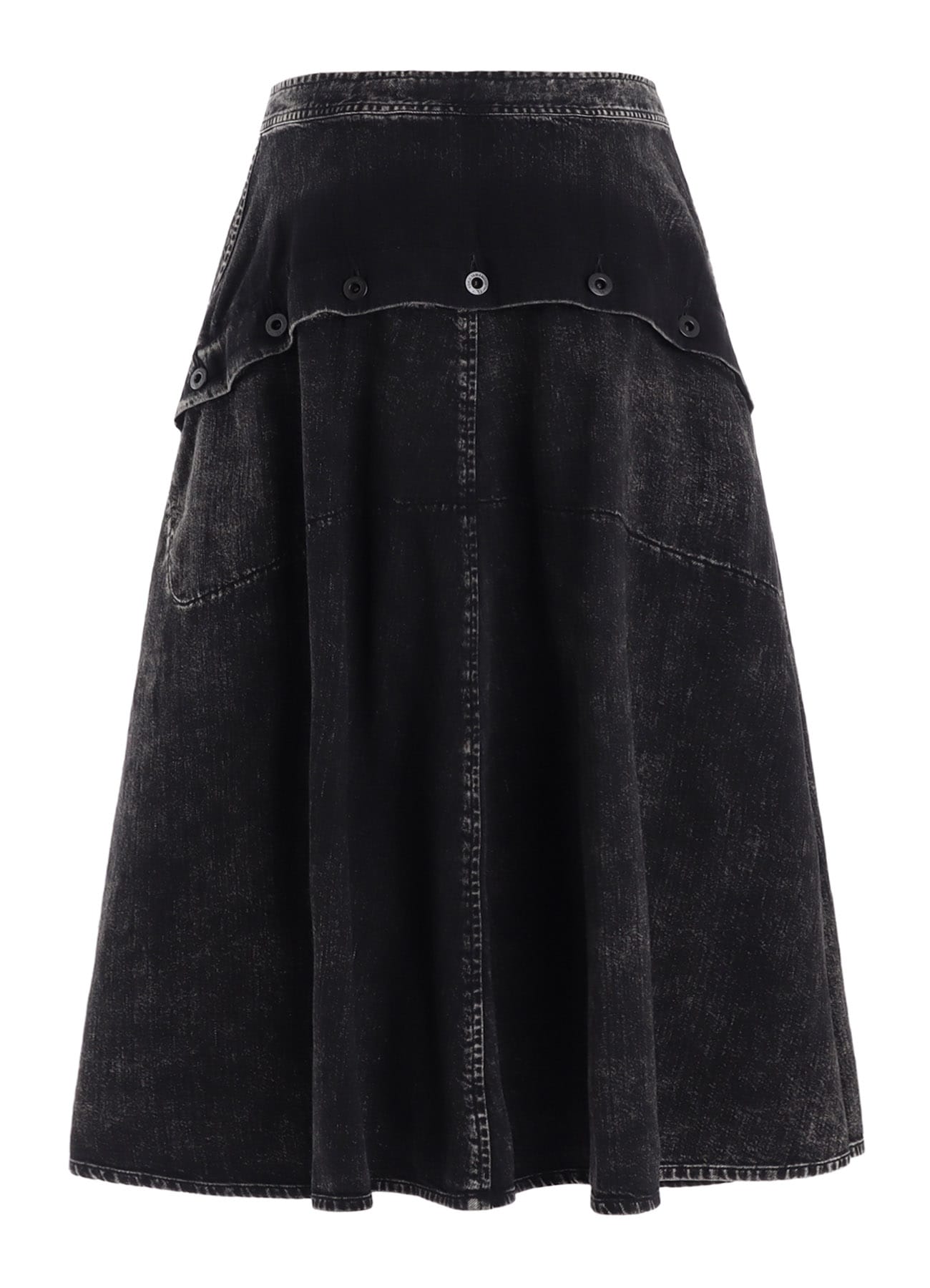 8OZ DENIM CHEMICAL WASH POCKET FLARE SKIRT
